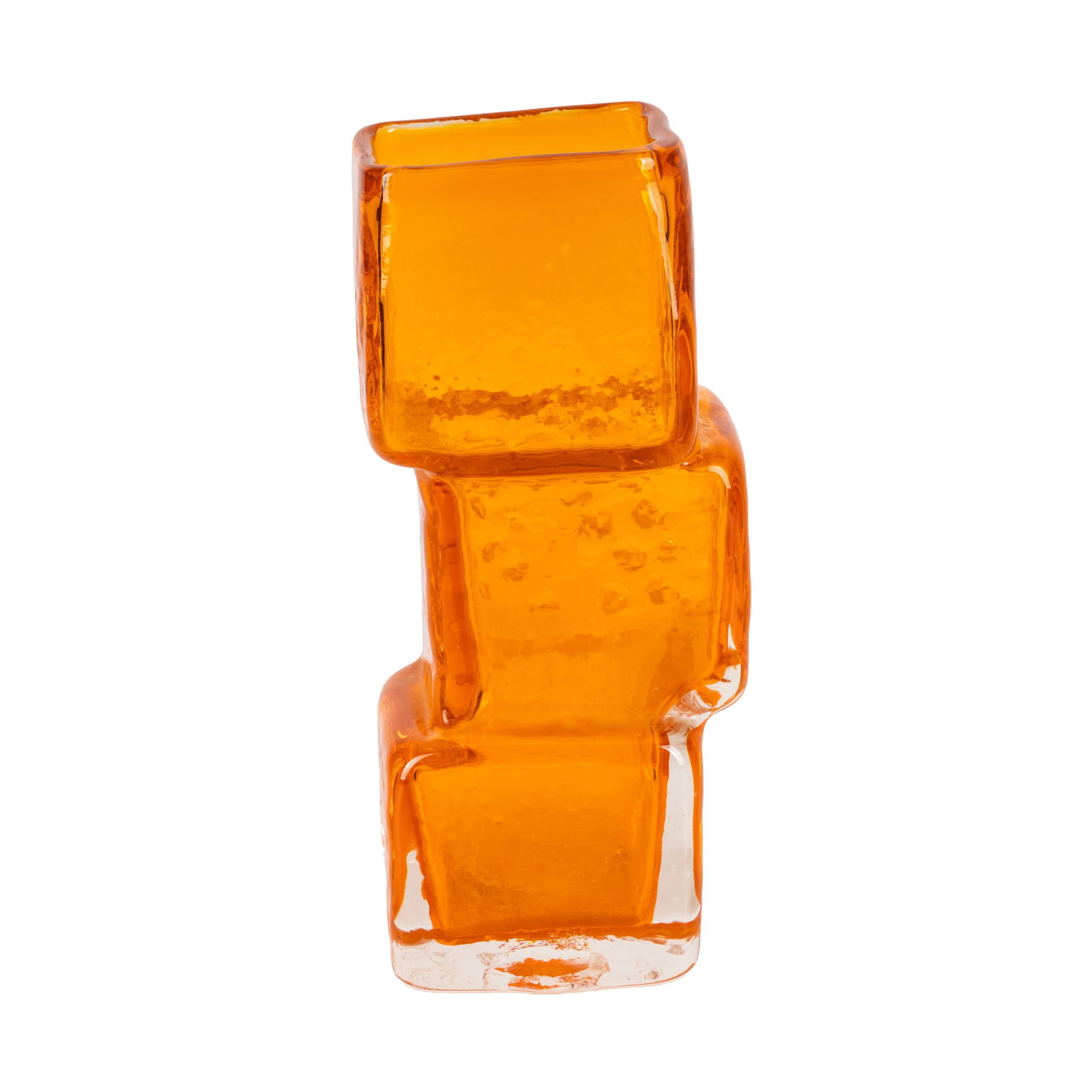 Geoffrey Baxter (British 1922-1995) for Whitefriars 'Drunken Bricklayer' Vase: Shape no 9673, in the Tangerine Colourway Designed 1966 Glass 20cm high