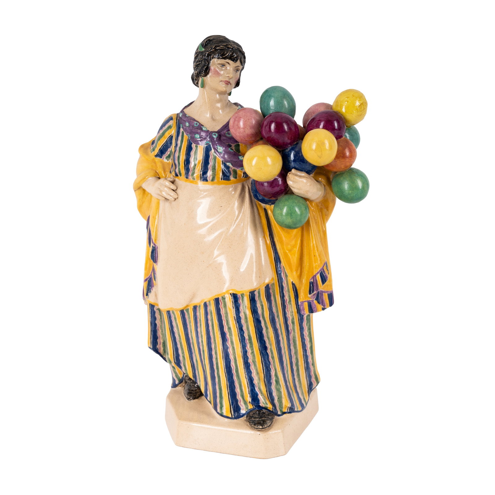 Charles Vyse (British 1882-1971) 'The Balloon Seller' figure: 1921 Painted and glazed earthenware Painted 'CV Chelsea' mark to underside 22.5cm high Notes: Similar held at the Victoria & Albert Museum