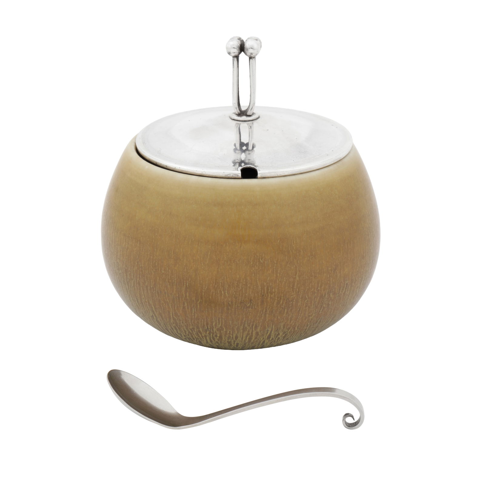 Royal Copenhagen, possibly by Carl Halier Conserve jar with cover and spoon (1 of 1)