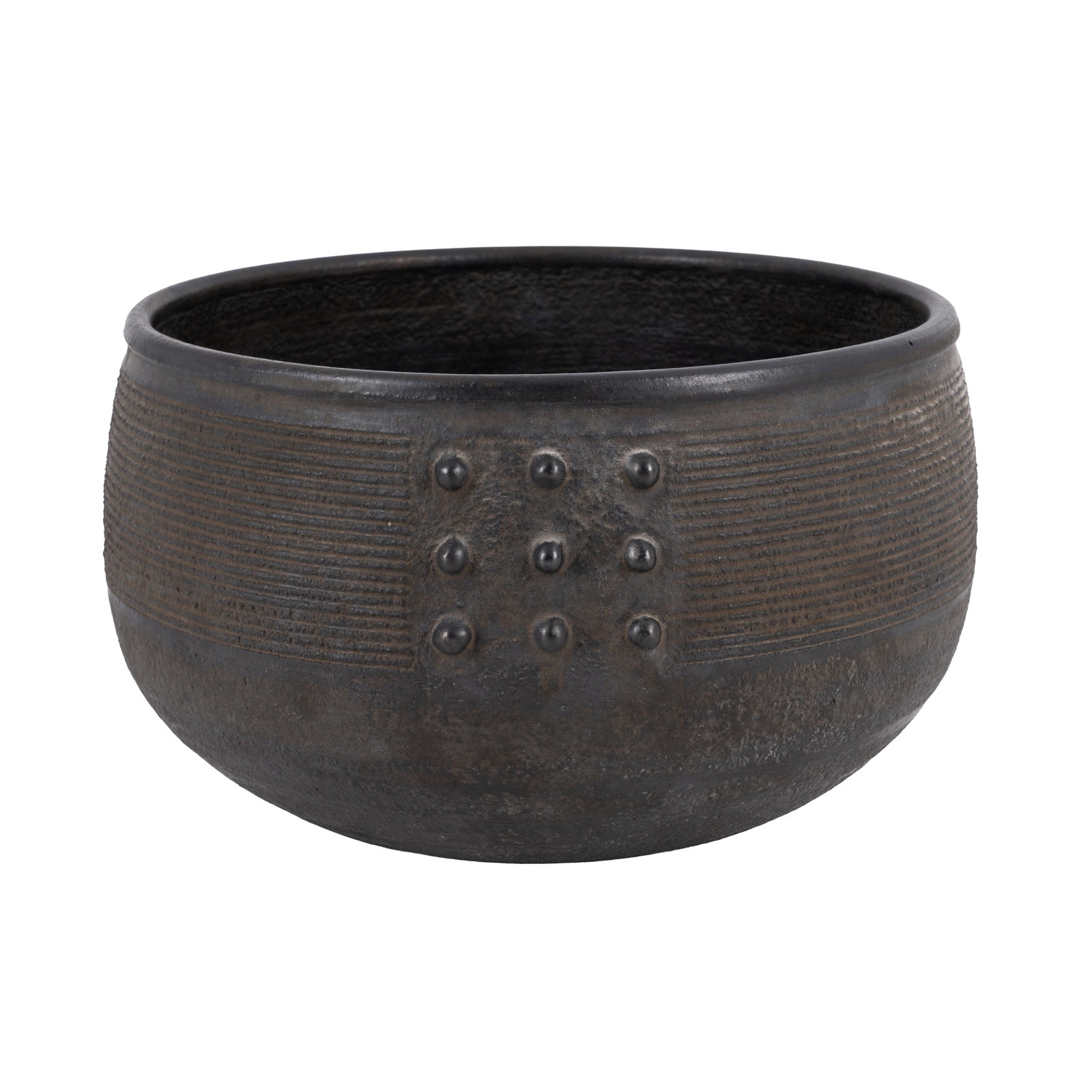 Jason Wason (British b.1946) Large studio pottery vessel: Raku fired stoneware Impressed artists seal 27cm diameter, 17.8cm high