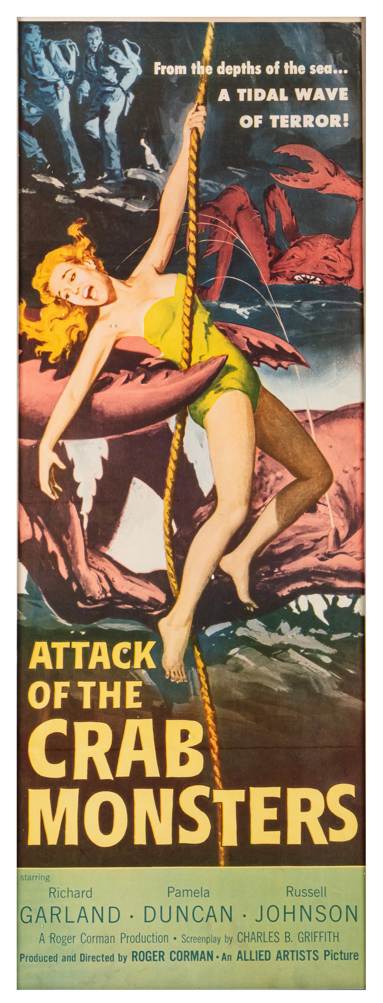 Attack of the Crab Monsters, Albert Kallis (American 1925-2024) artwork Vintage film poster: 1957 US Insert Allied Artists Frame: 96.5 x 40.5cm