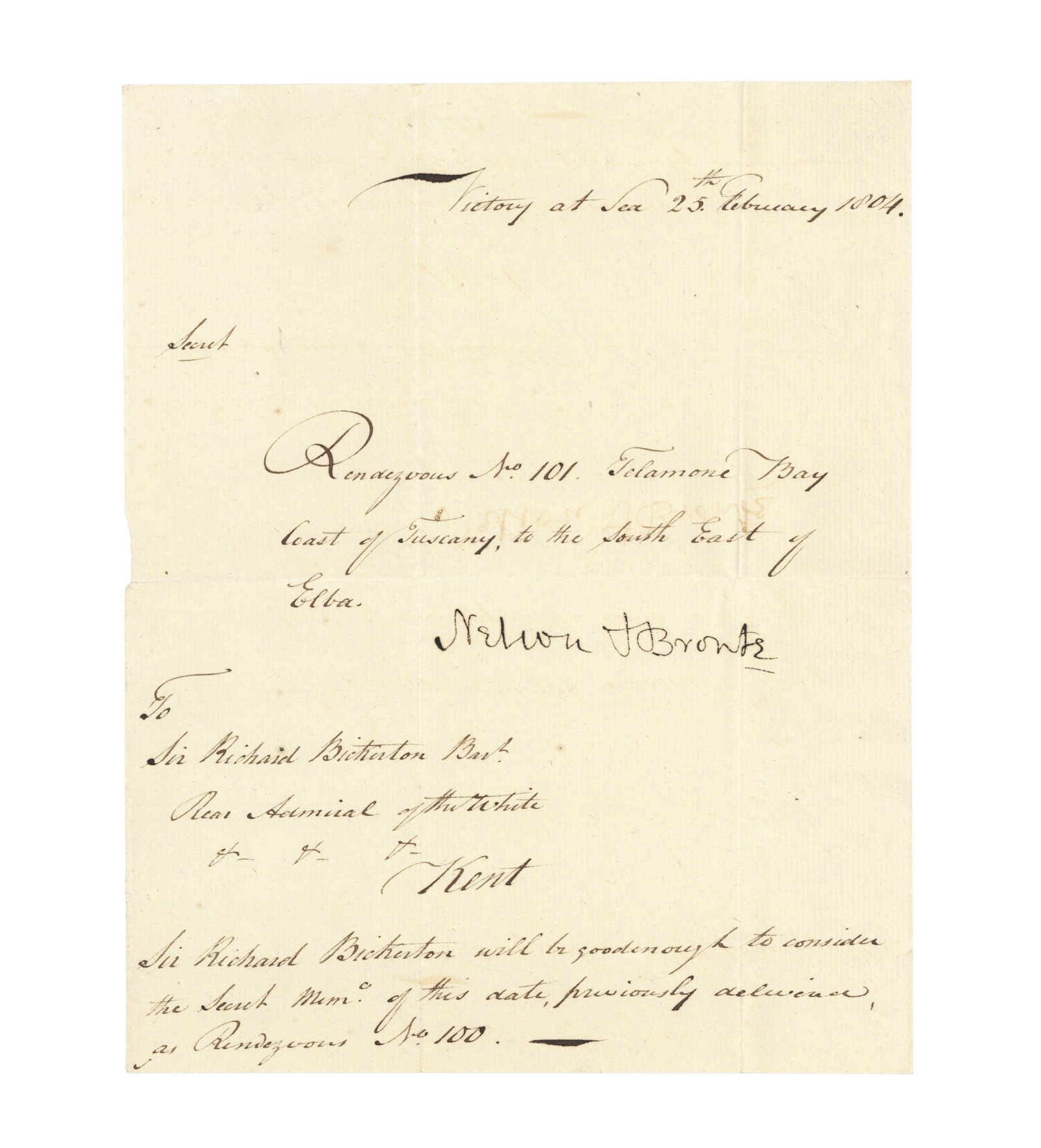 Nelson (Horatio, Admiral) Letter signed ("Nelson & Bronte") (1 of 1)