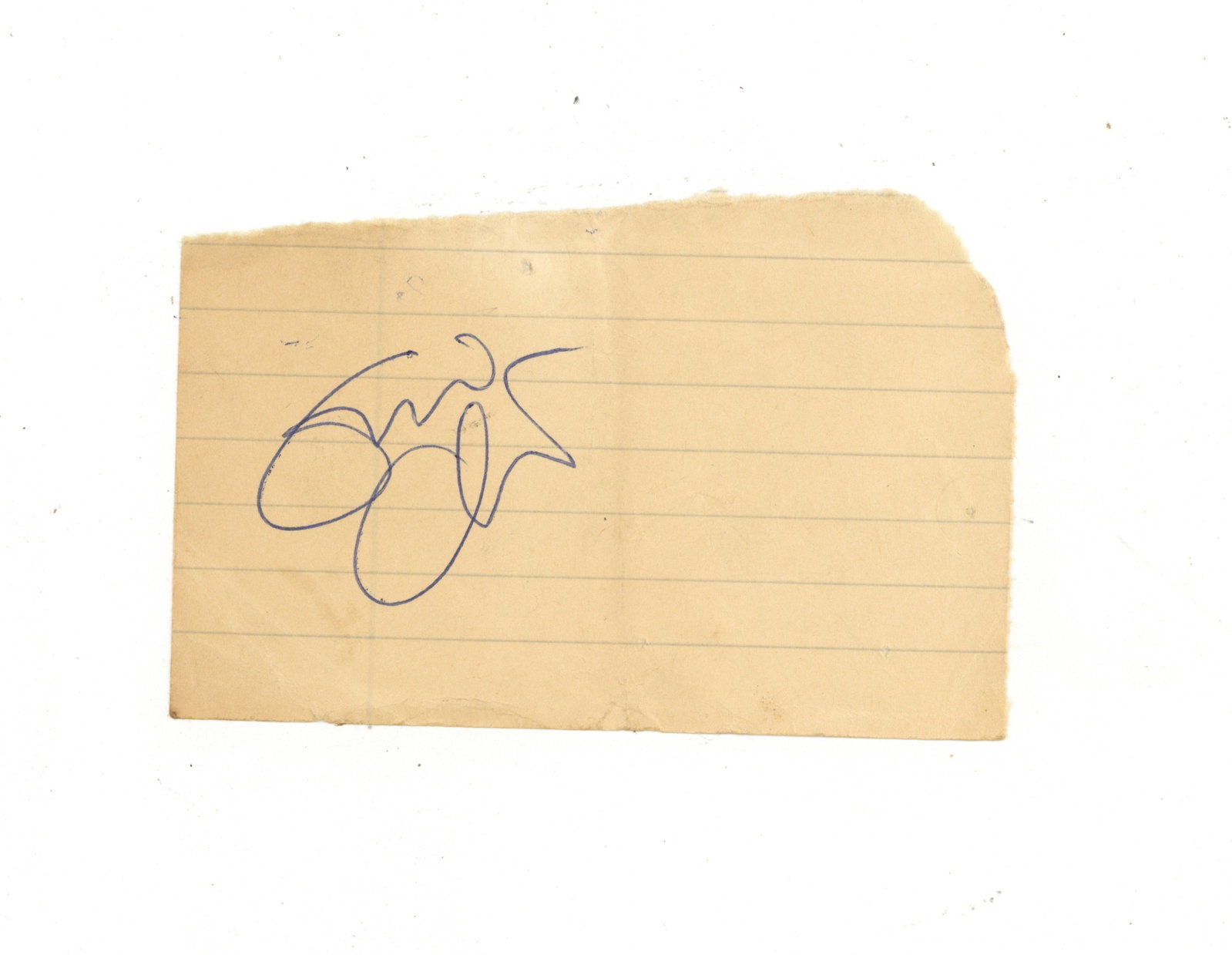 Clapton (Eric) Blue ink signature: Clapton (Eric) Blue ink signature Ballpoint ink signature on a piece of blue-lined paper, irregular margins, some yellowing, c. 1990s ***The signature has been pre-verified by Roger Epperson. Please