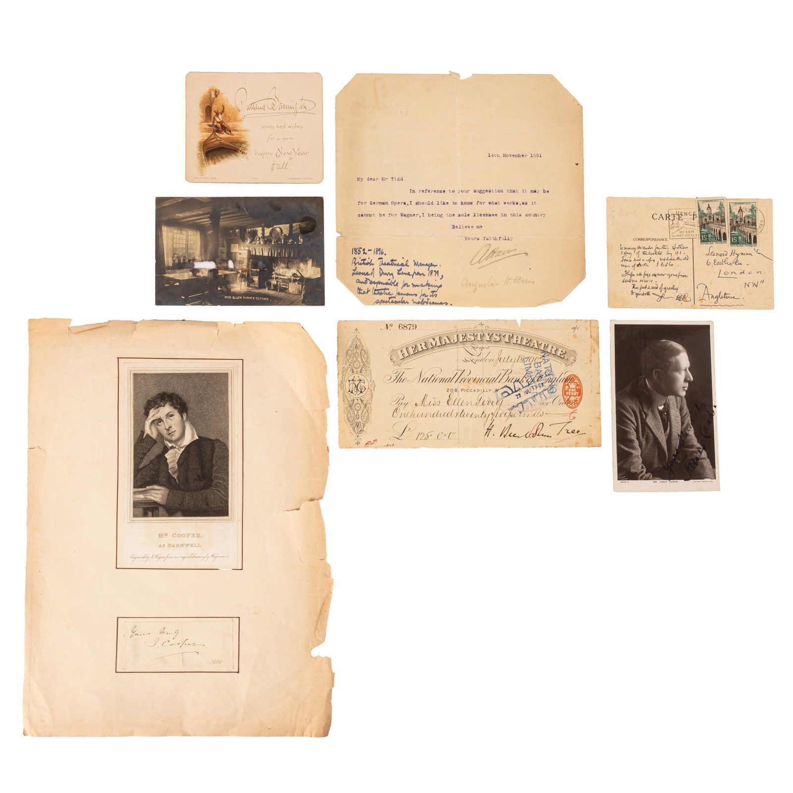 Autograph Collection.- Theatre Interest Letters and signatures, 19th and early 20th century - 2