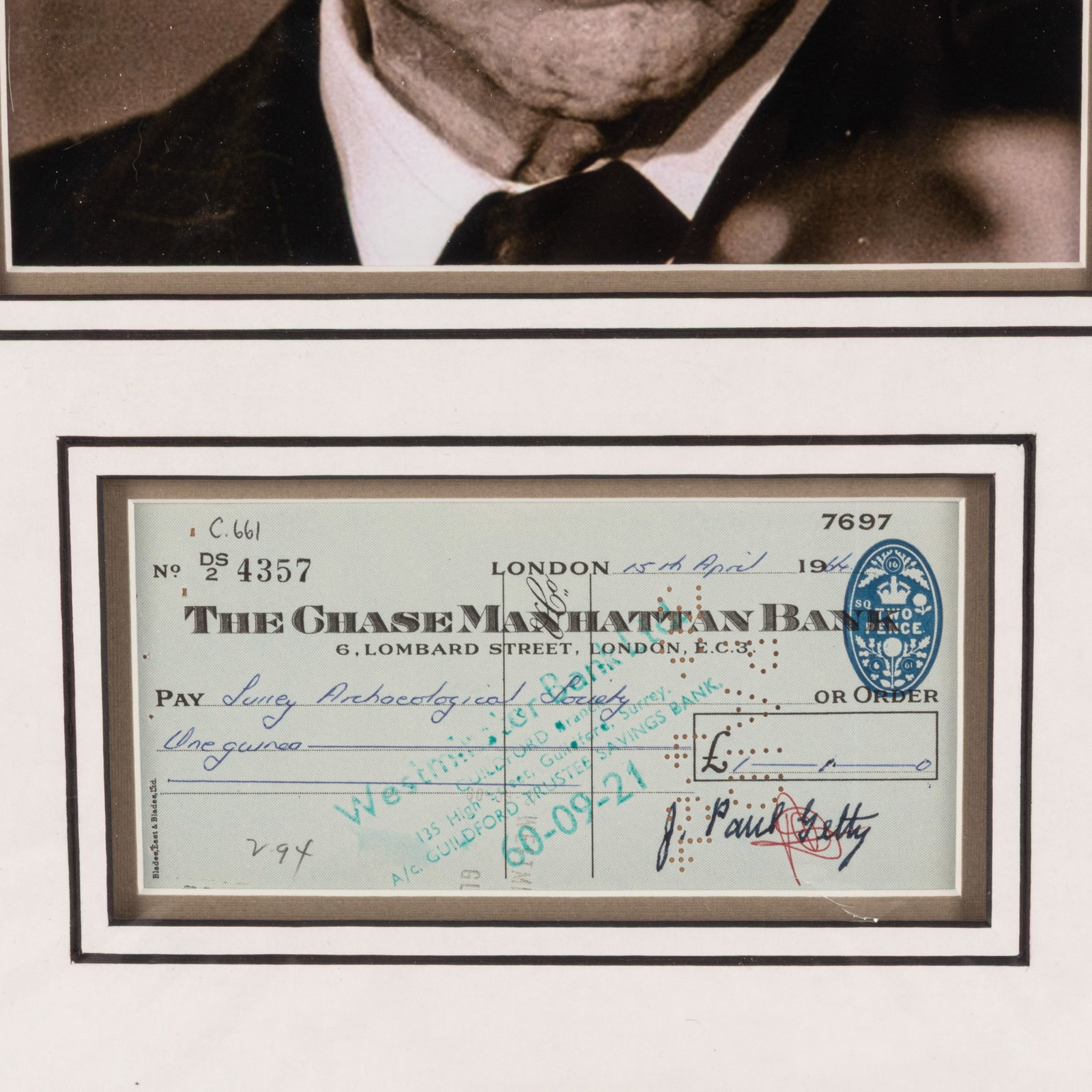 Getty (J. Paul) Signed cheque, 1964 - 2