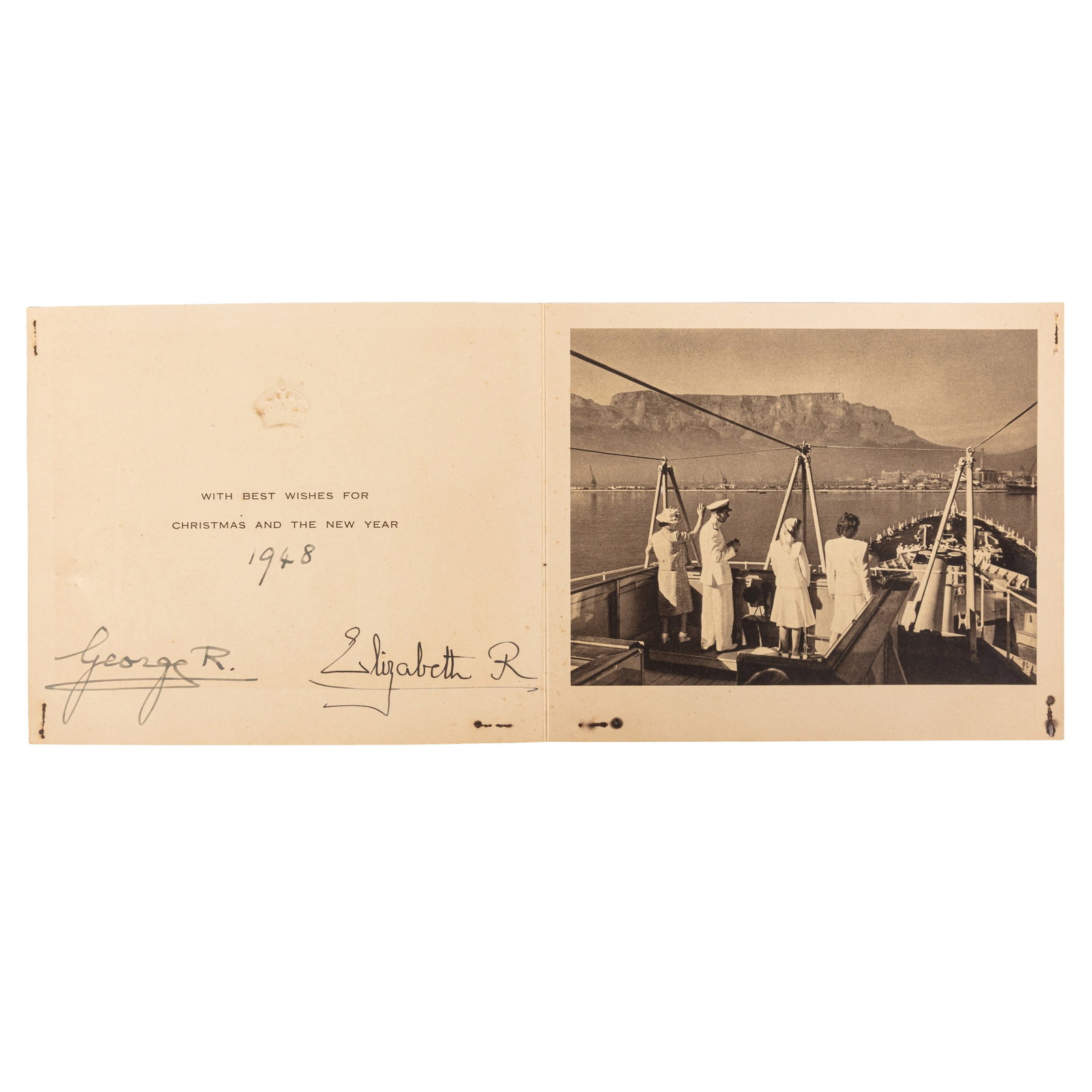 George VI, King of the United Kingdom & Elizabeth, Queen Consort Signed Royal Christmas card, 1948 - 2