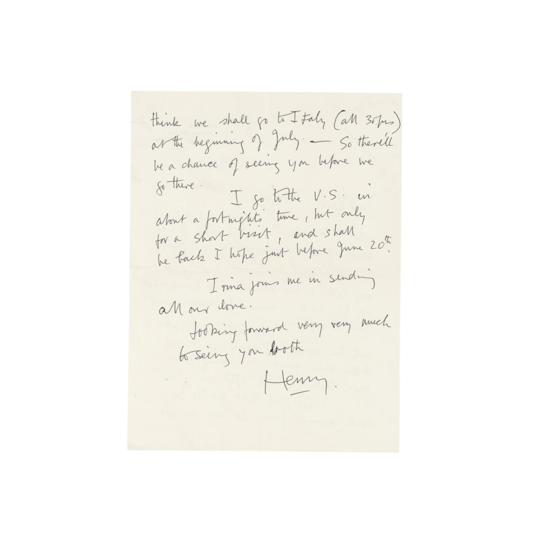 Moore (Henry) Autograph letter signed ("Henry") - 2