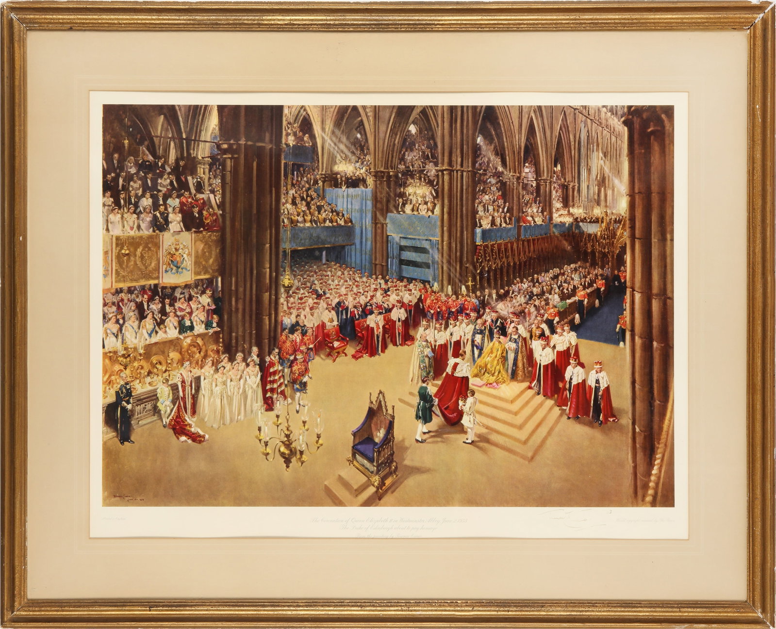 Cuneo (Terence), After Coronation of Queen Elizabeth II: Cuneo (Terence), After Coronation of Queen Elizabeth II Giclée print in colours, signed and numbered in black ink, mounted framed and glazed; together with a limited edition lithograph featuring