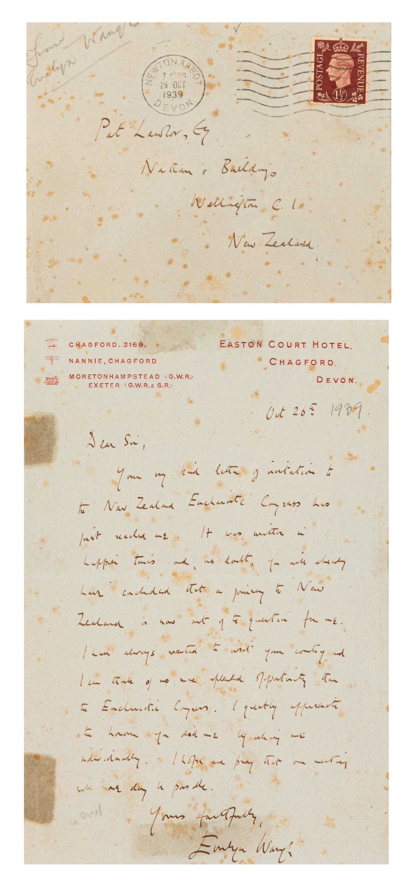 Waugh (Evelyn) Autograph letter signed ("Evelyn Waugh") - 2