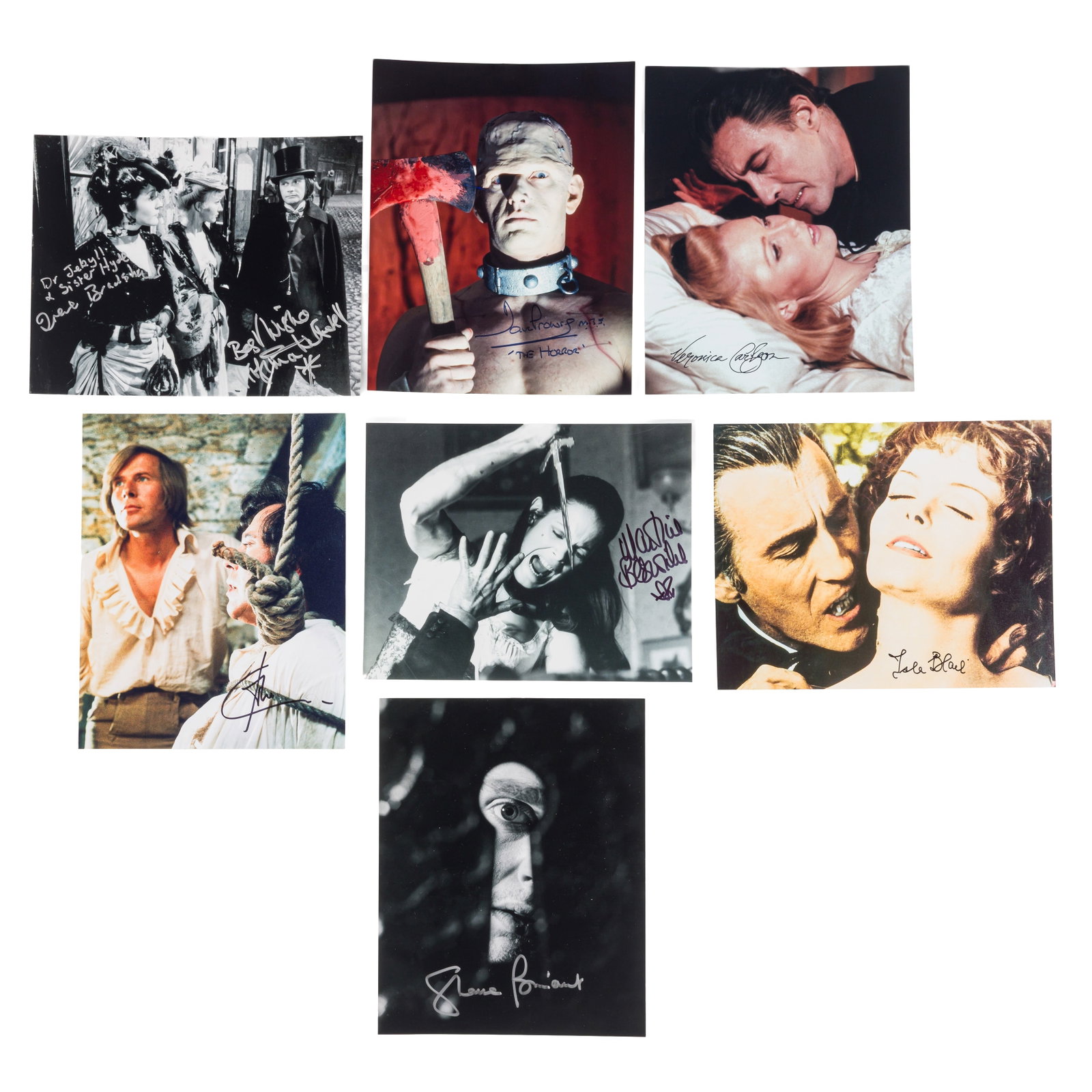 Photograph Collection.- Hammer Horror Movies: Photograph Collection.- Hammer Horror Movies Selection of photographs signed by actors and actresses from the Hammer movies, comprising: Martine Beswick (as Edwina Hyde in 'Dr Jekyll And Sister