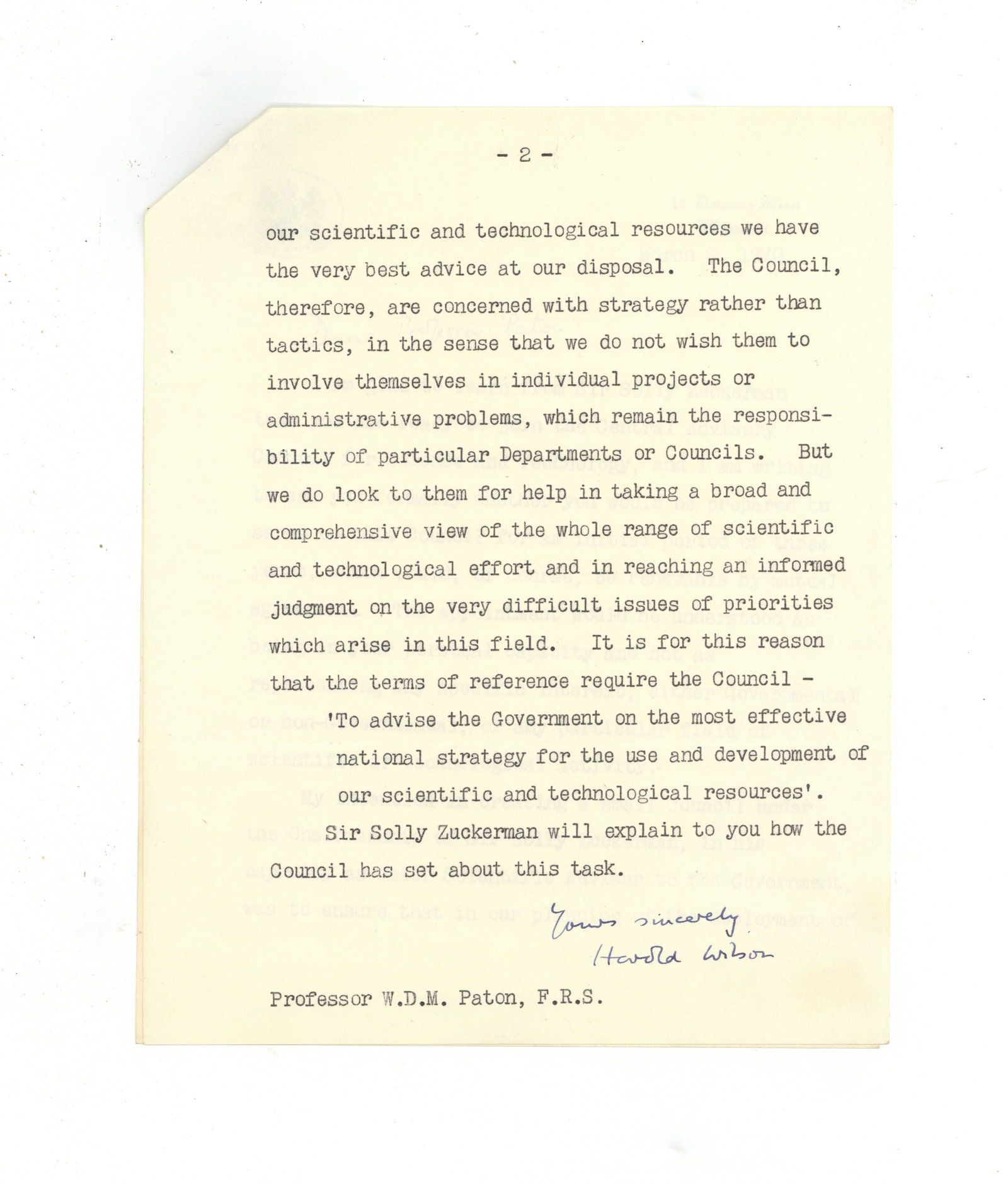Wilson (Harold) Typed letter signed ("Harold Wilson") - 2