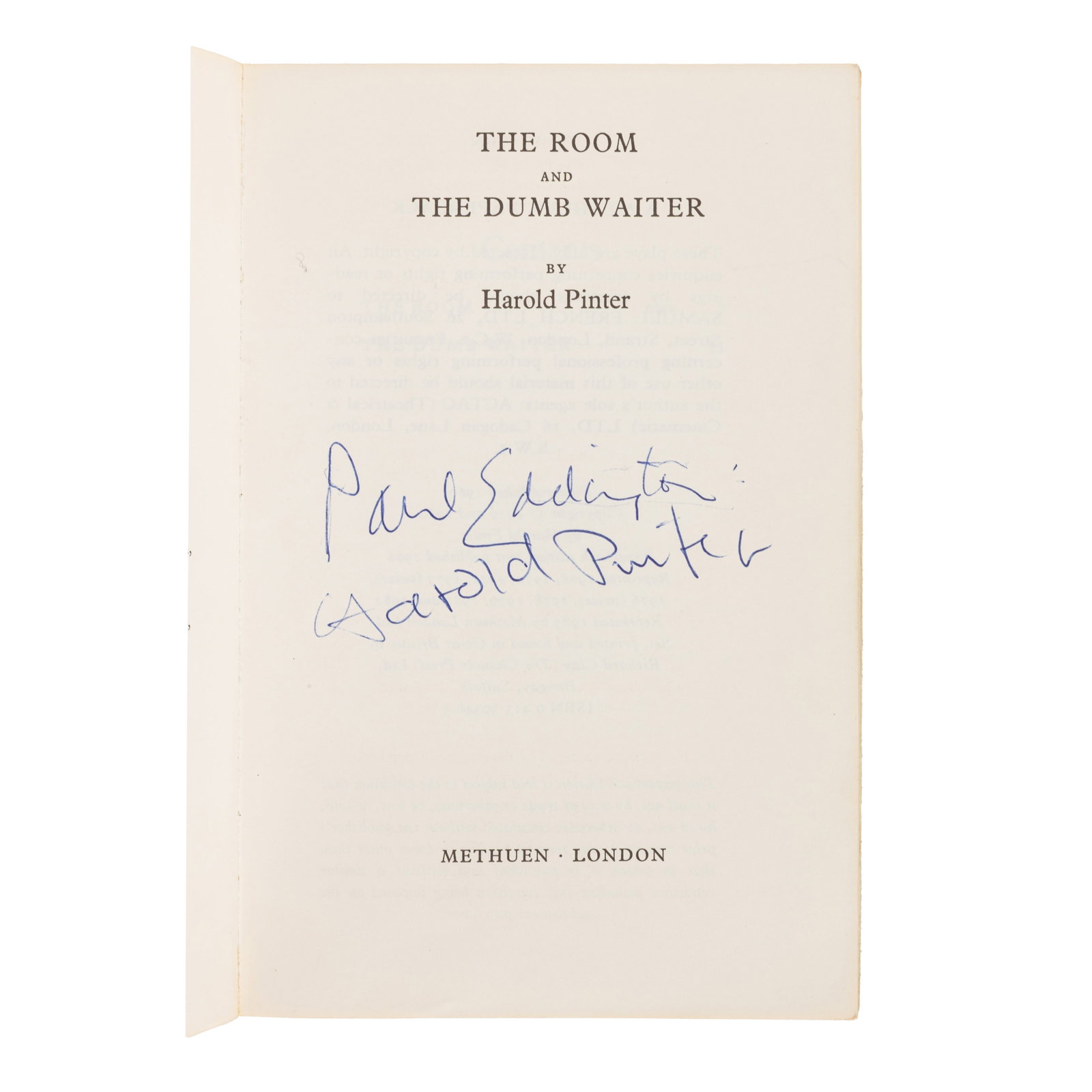 Pinter (Harold) Signed book (1 of 2)