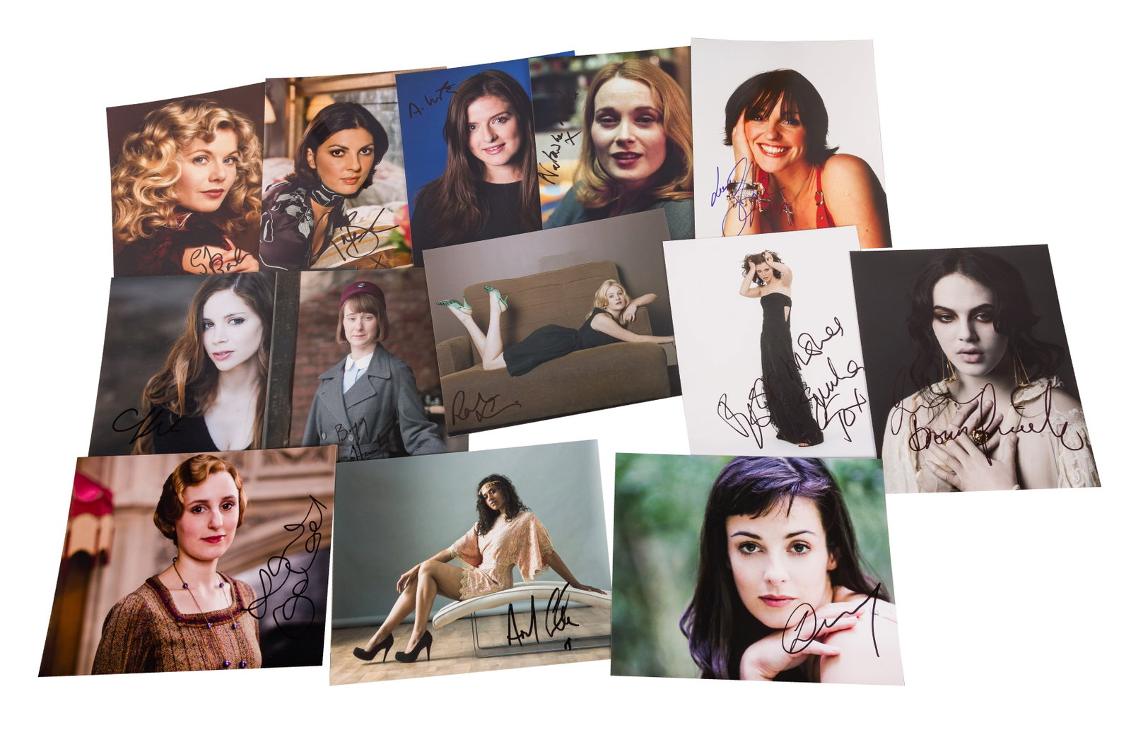 Photograph Collection.- Tv Actresses Signed photographs: Photograph Collection.- Tv Actresses Signed photographs Selection of photographs signed by various Tv actresses, comprising: Laura Carmichael, Glynis Barber, Gina Bellman, Aisling Loftus, Natasha Litt