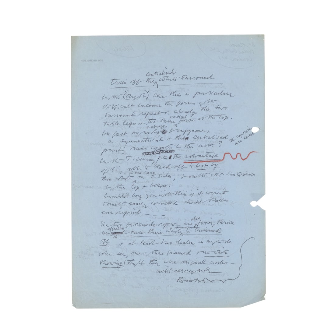 Nicholson (Ben) Autograph letter signed ("Ben Nicholson") - 2