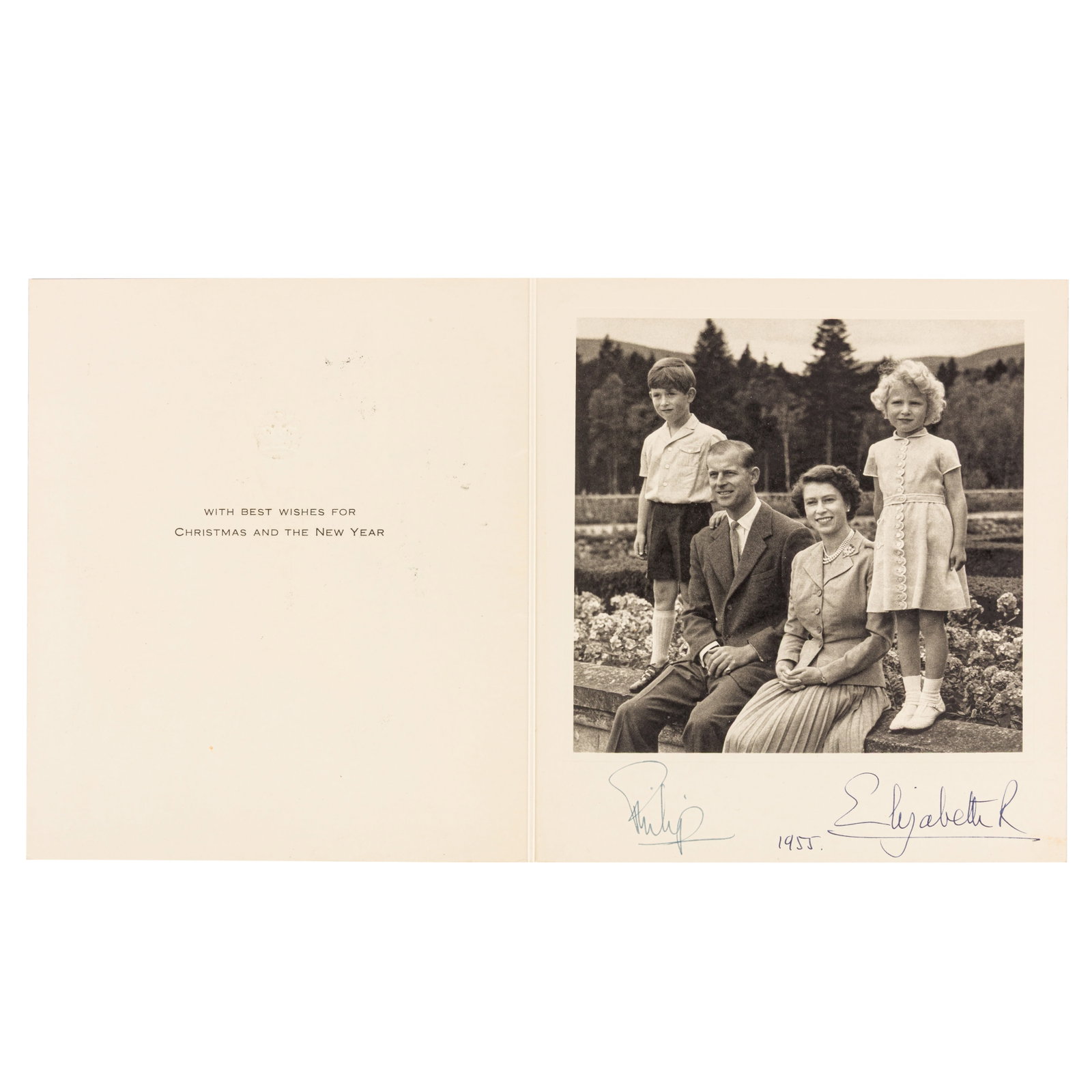 Elizabeth II, Queen of the United Kingdom & Prince Philip Royal Christmas card, 1955 - 2