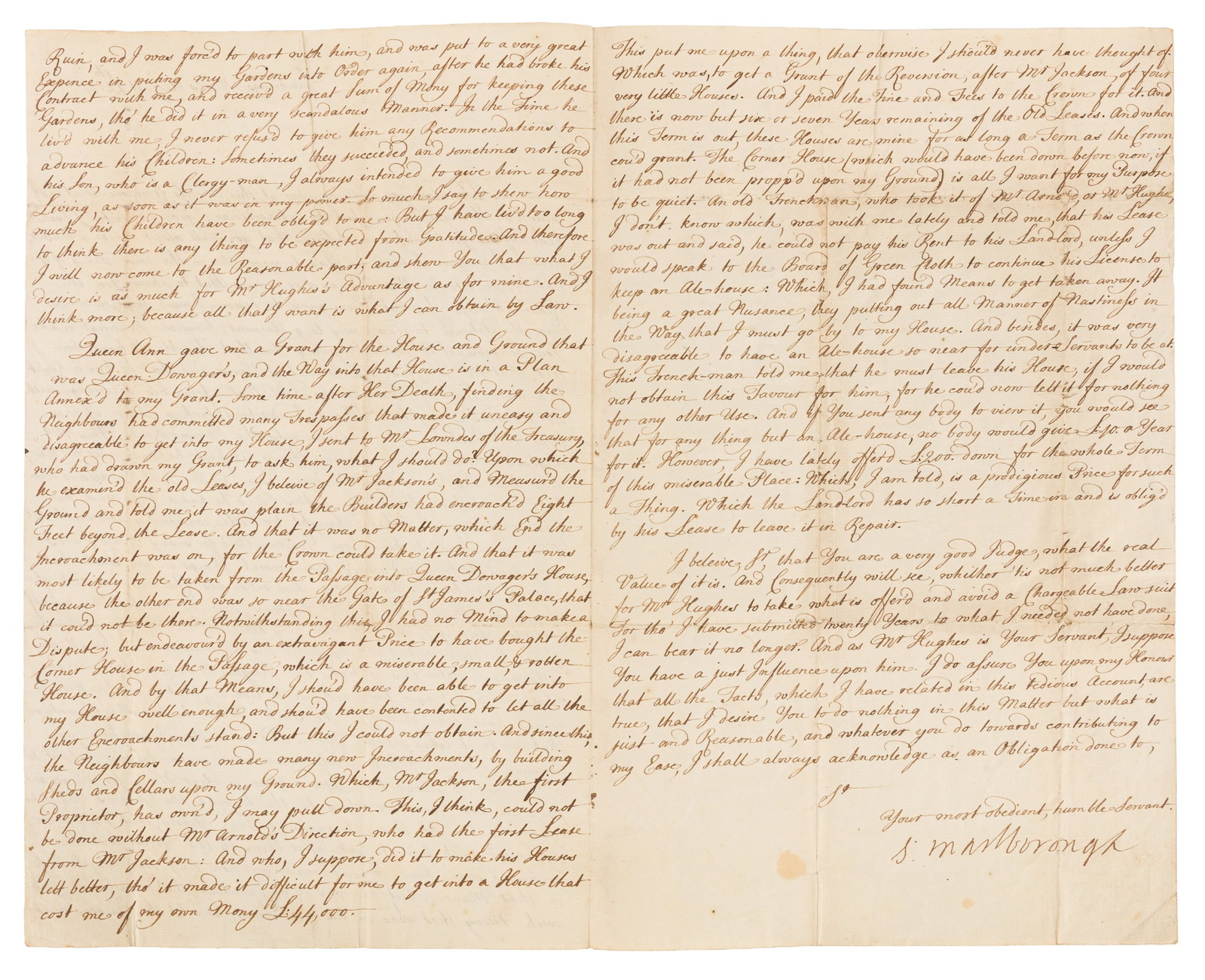 Marlborough (Sarah Churchill. Duchess of) Letter signed, 1733 - 2