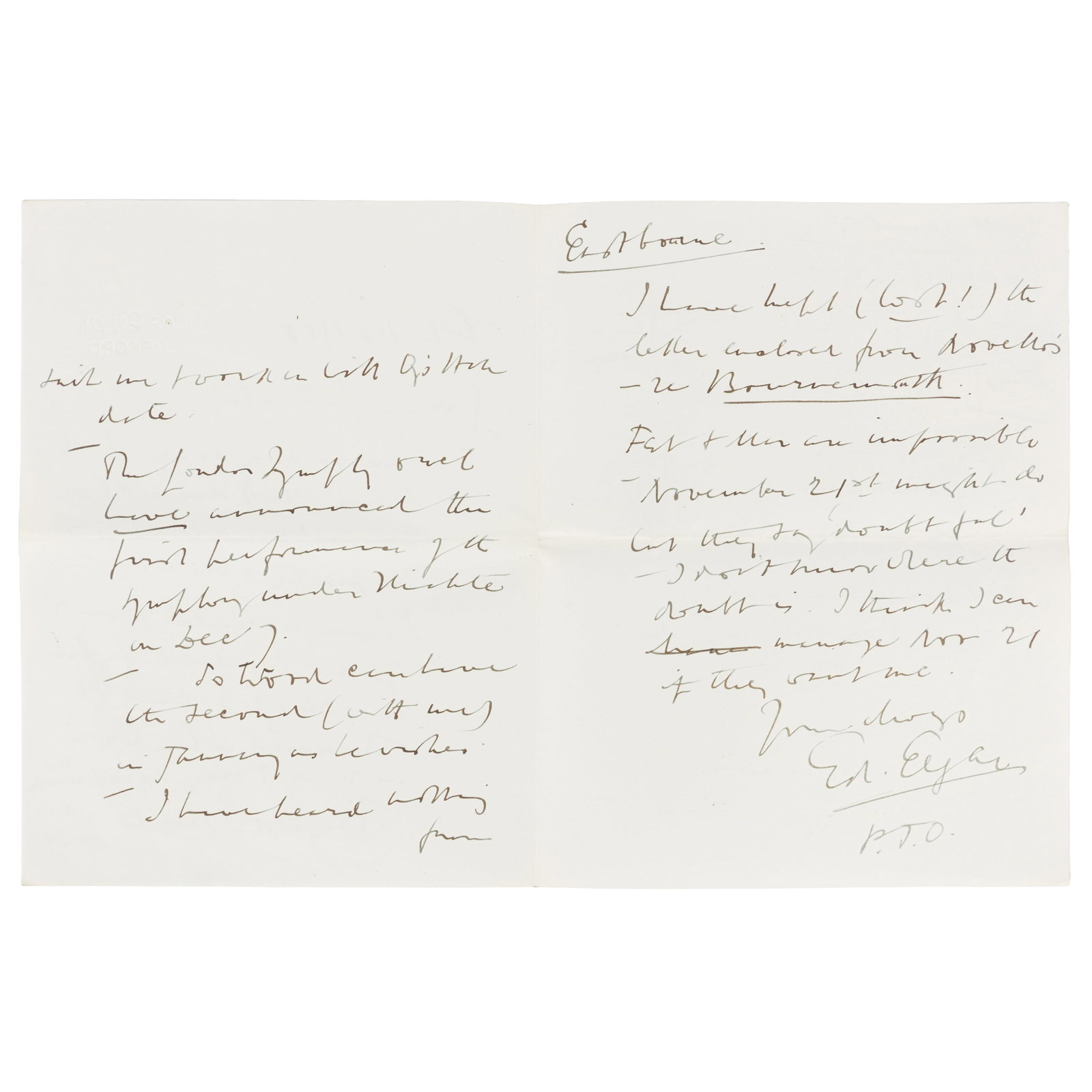 Elgar (Edward) Autograph letter signed ("EE") - 3