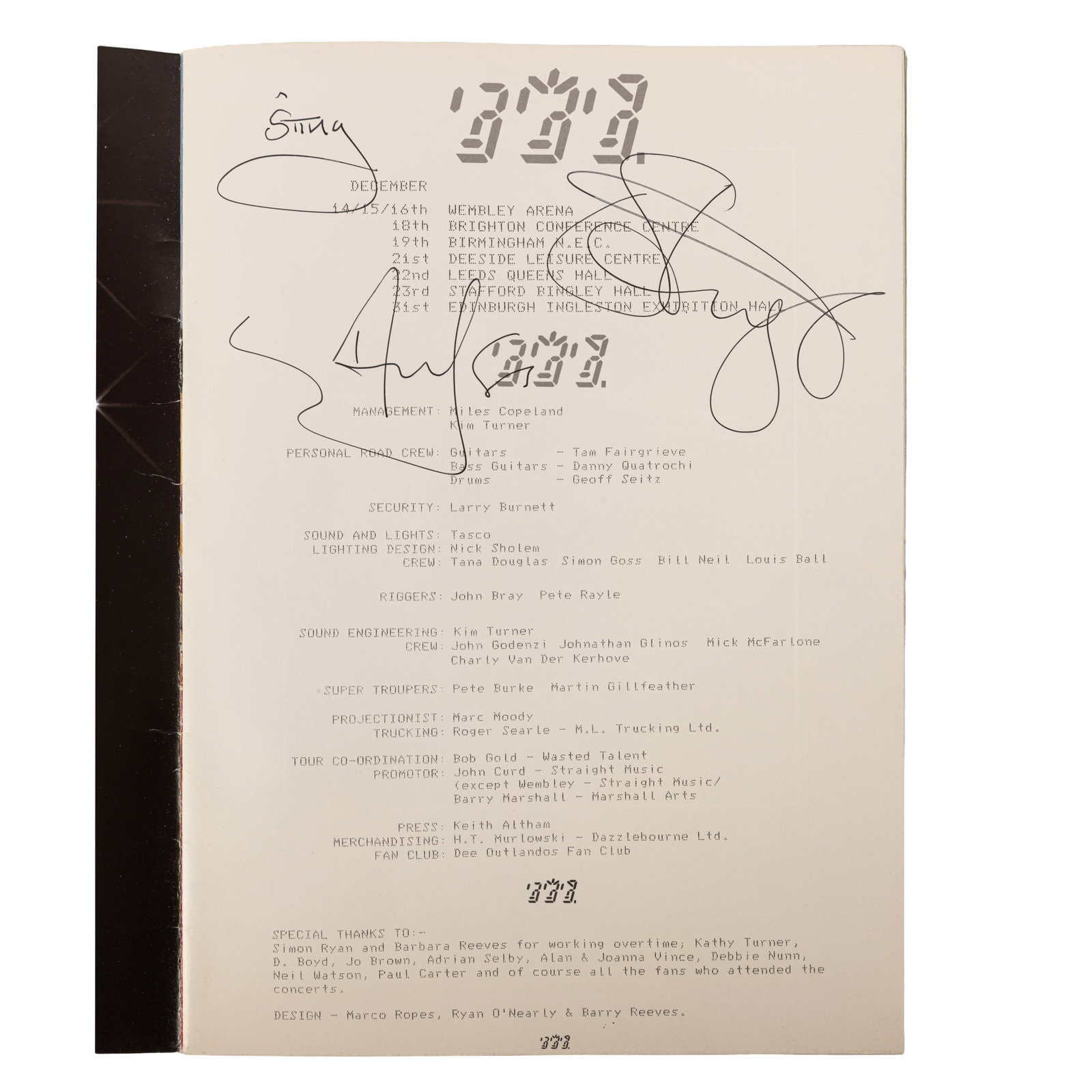 The Police Signed programme and ephemera - 3