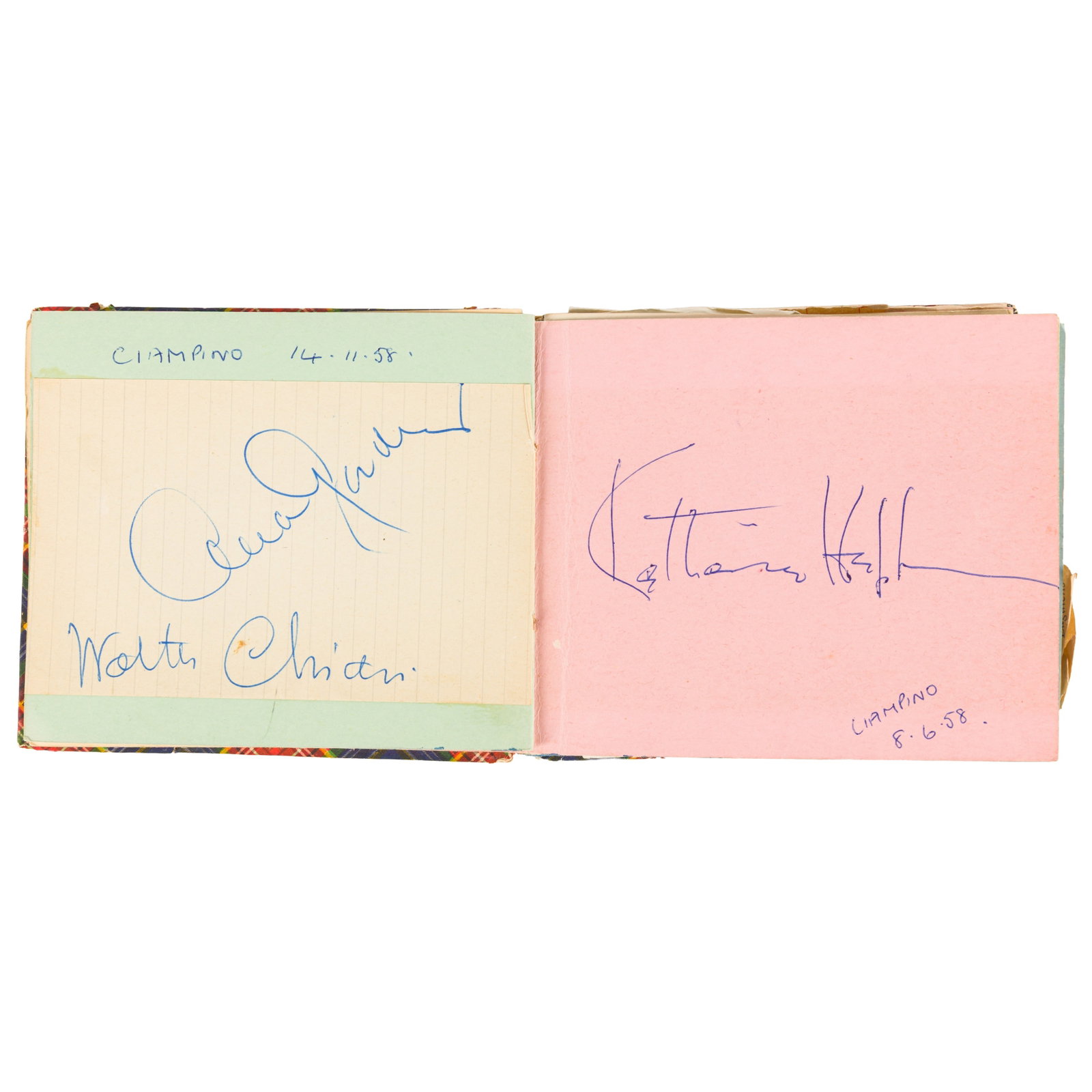 Autograph Album.- Actors & Entertainers c. 1950s: Autograph Album.- Actors & Entertainers c. 1950s Autograph album featuring signatures by prominent actors and sportsmen from the 1950s, including: Stanely Matthews, John Wayne, Diana Dors, Billy