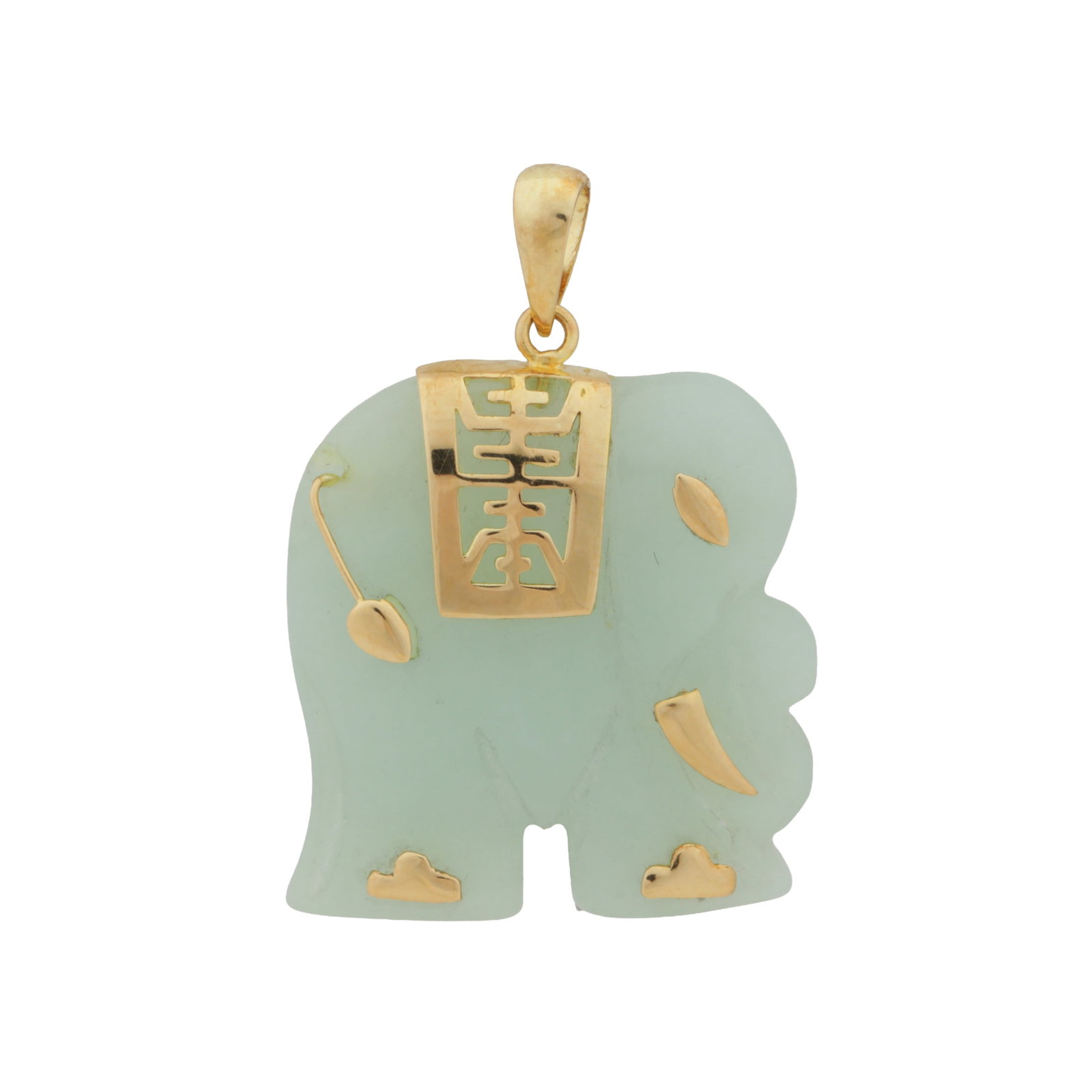 A jade elephant pendant Yellow metal (1 of 2)