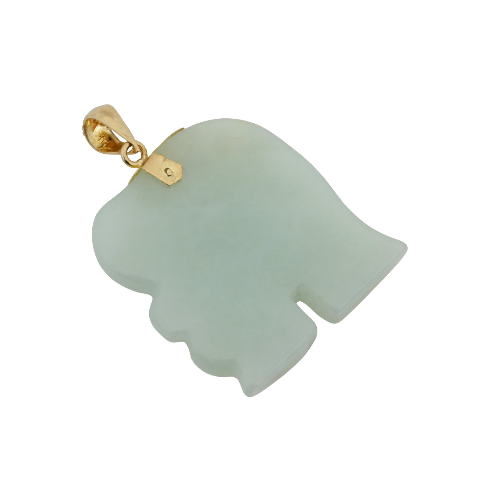 A jade elephant pendant Yellow metal - 2
