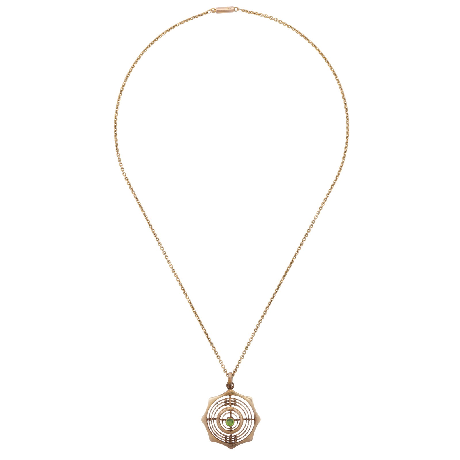 A peridot pendant necklace Yellow metal - 2