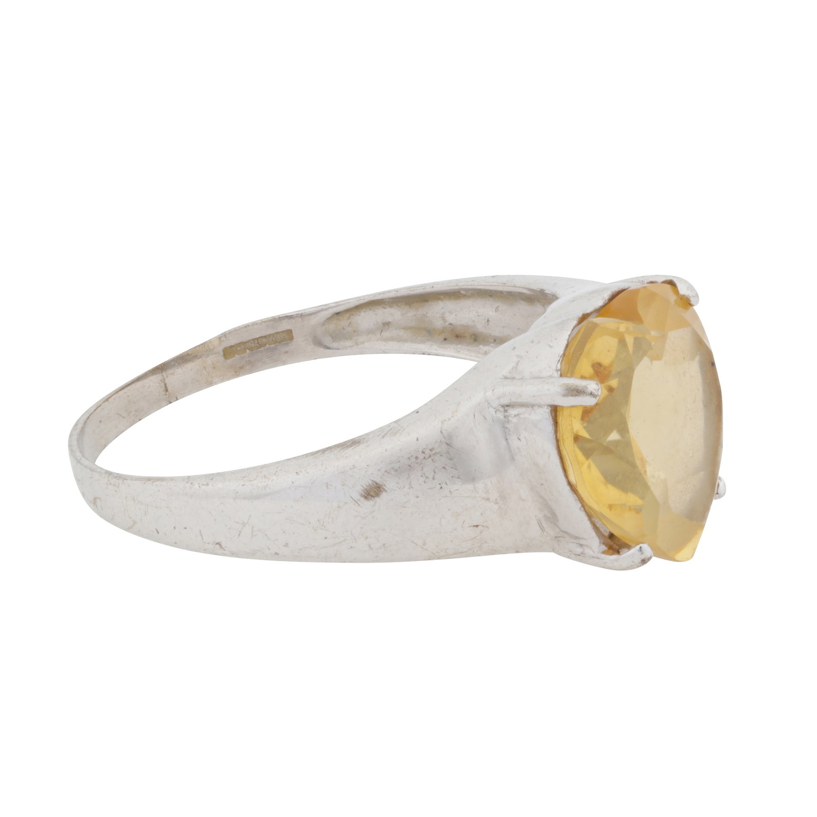 A citrine and diamond heart ring 9ct white gold - 2