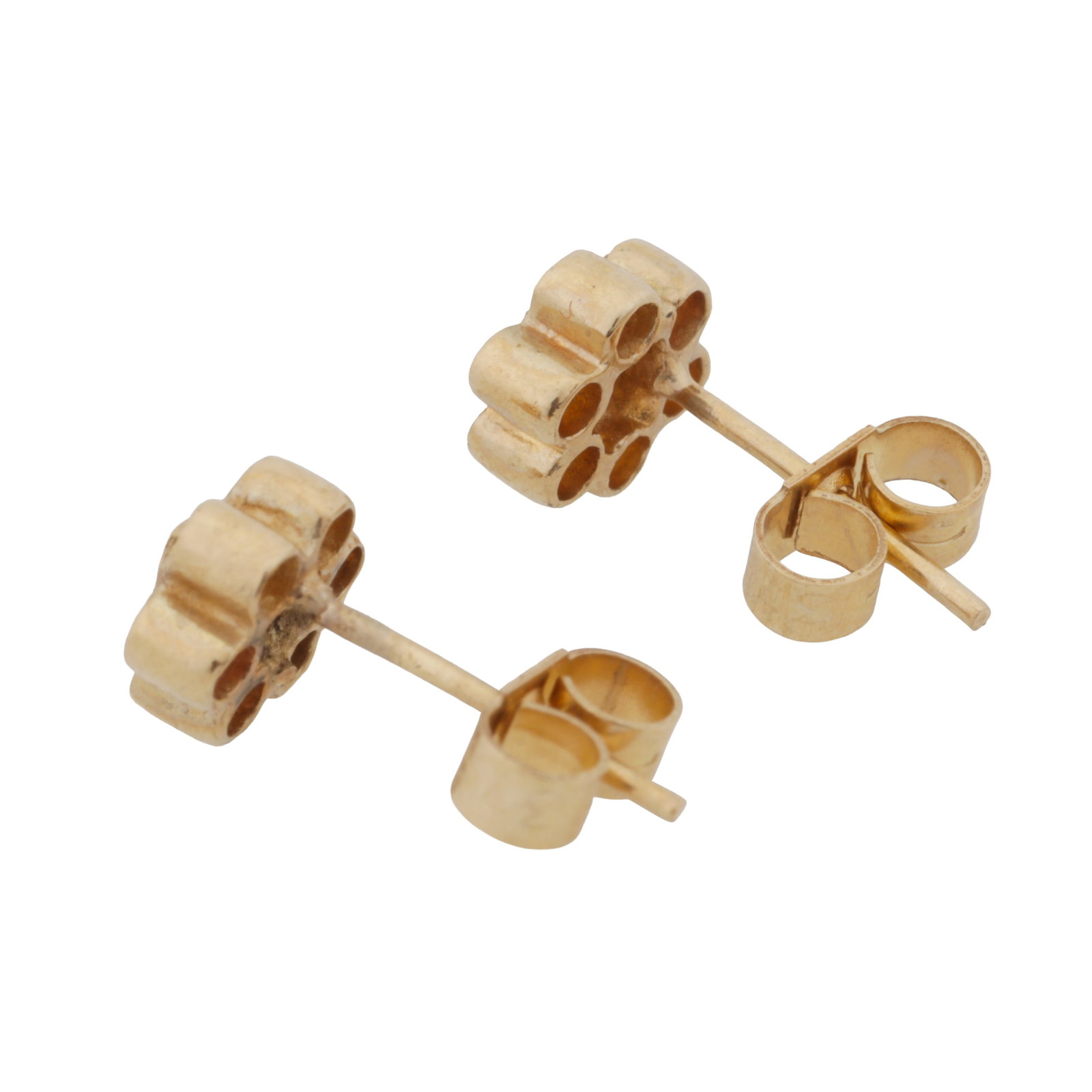 A pair of diamond stud earrings Yellow metal - 2