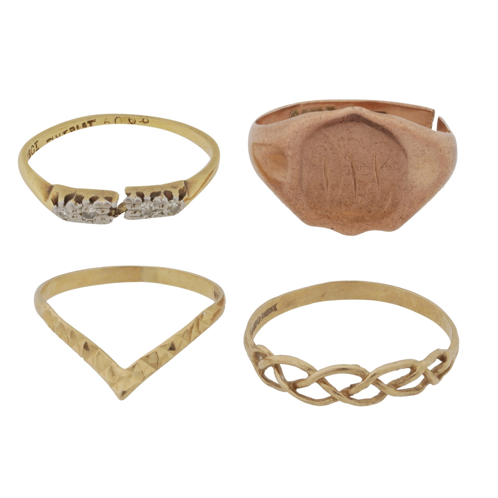 Four rings Yellow metal (1 of 2)