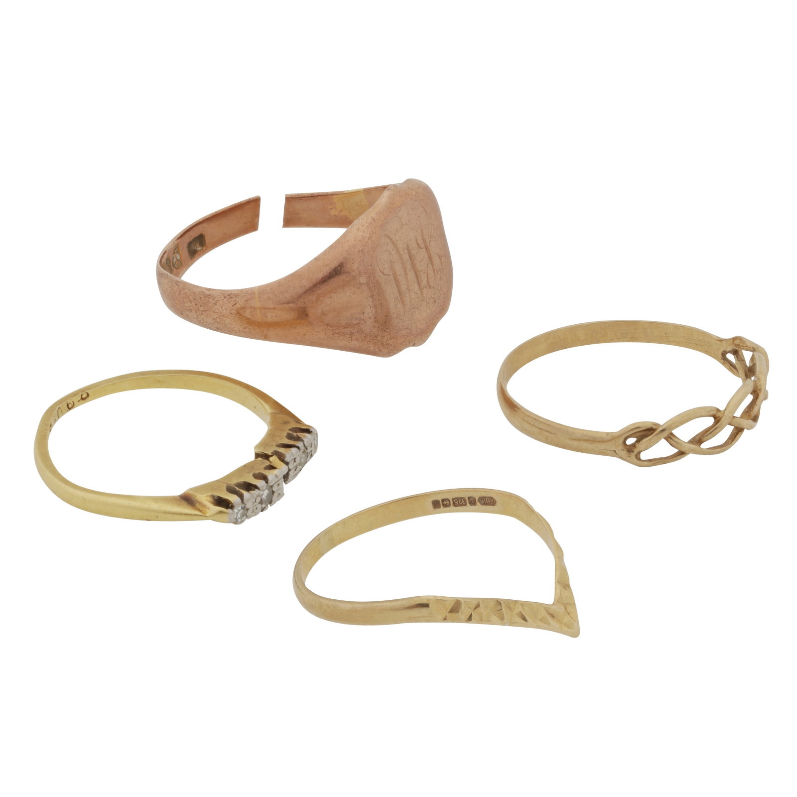 Four rings Yellow metal - 2