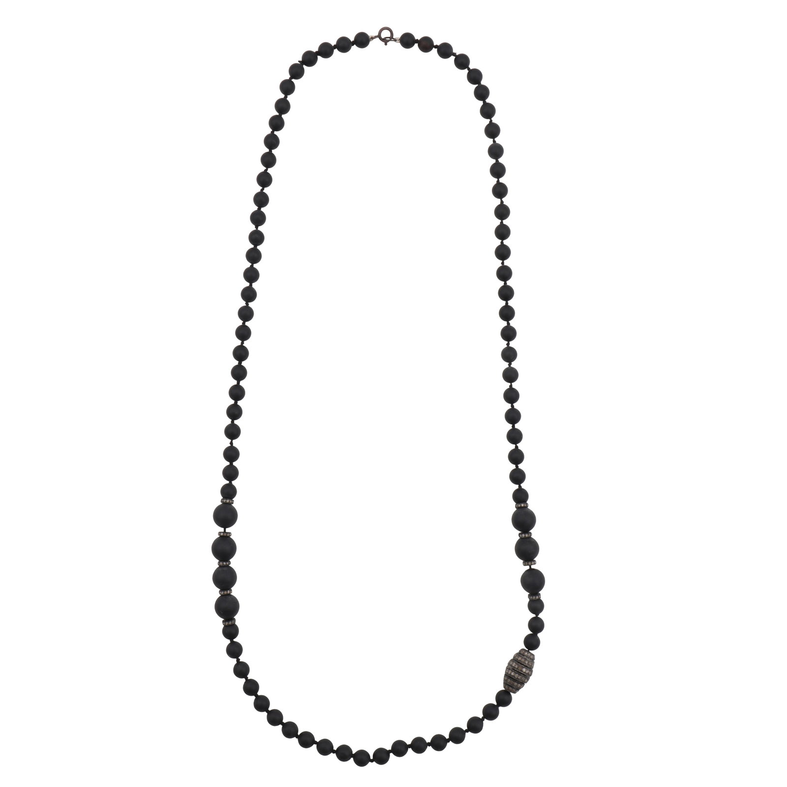 A jet and diamond necklace Black metal - 2