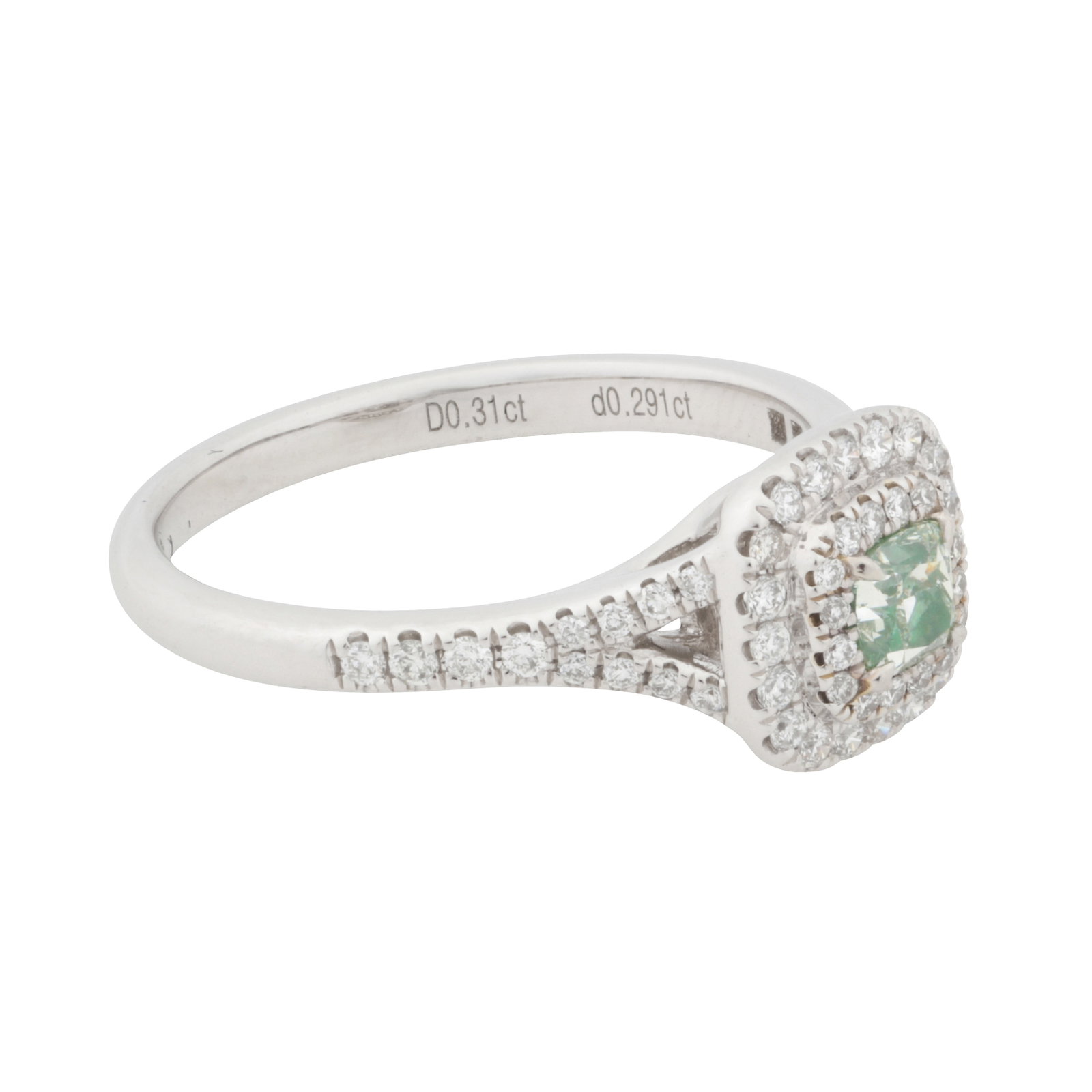 A green and white diamond cluster ring White metal - 3