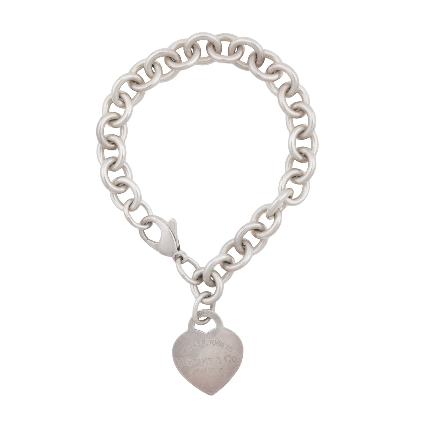 Tiffany & Co, Ι A 'Return to Tiffany' bracelet White metal: Tiffany & Co, Ι A 'Return to Tiffany' bracelet White metal A cable-link bracelet with heart-shaped tab inscribed Please Return To Tiffany and Co. New York, clasp stamped 925, length 18.5cm,