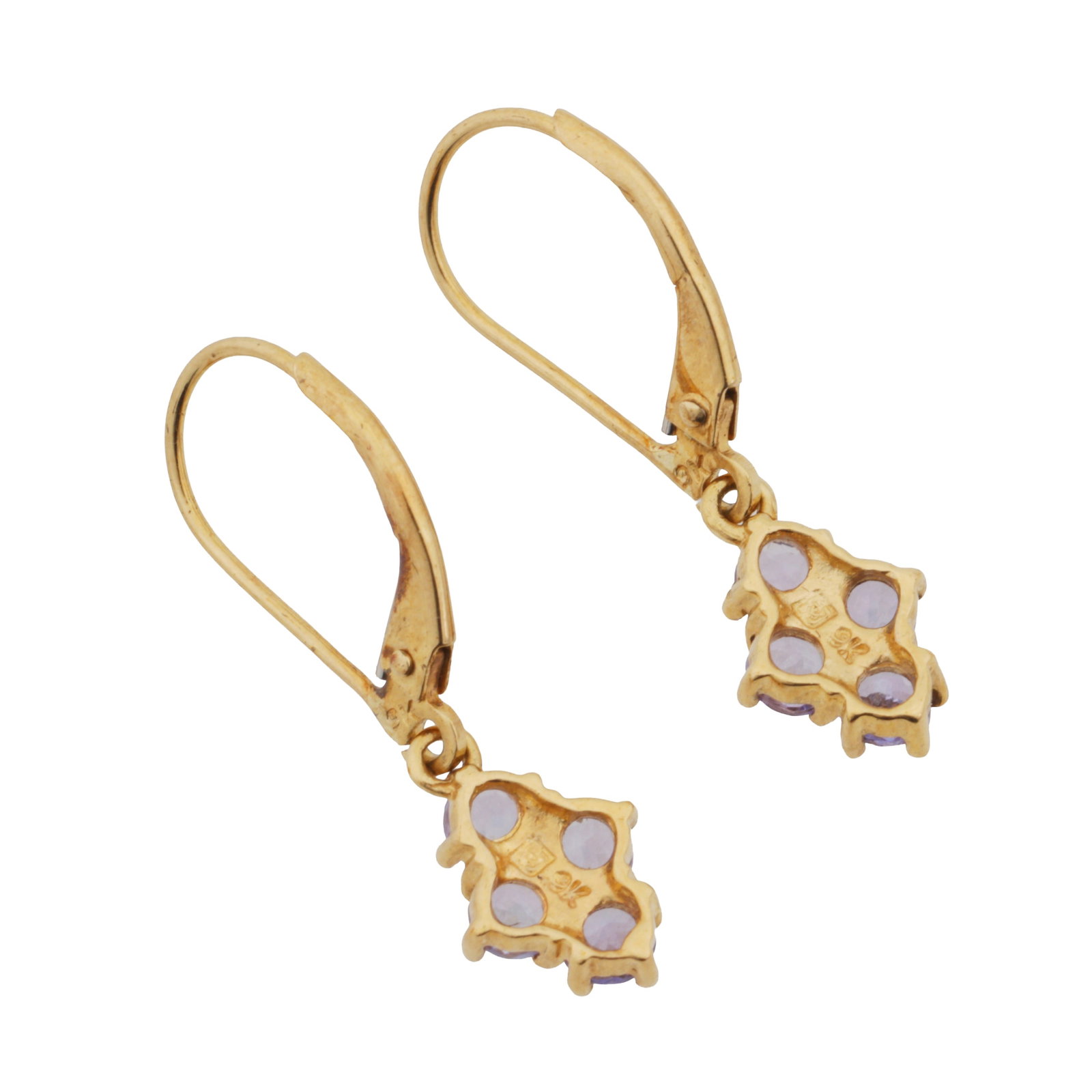 A pair of paste pendent earrings Yellow metal - 2