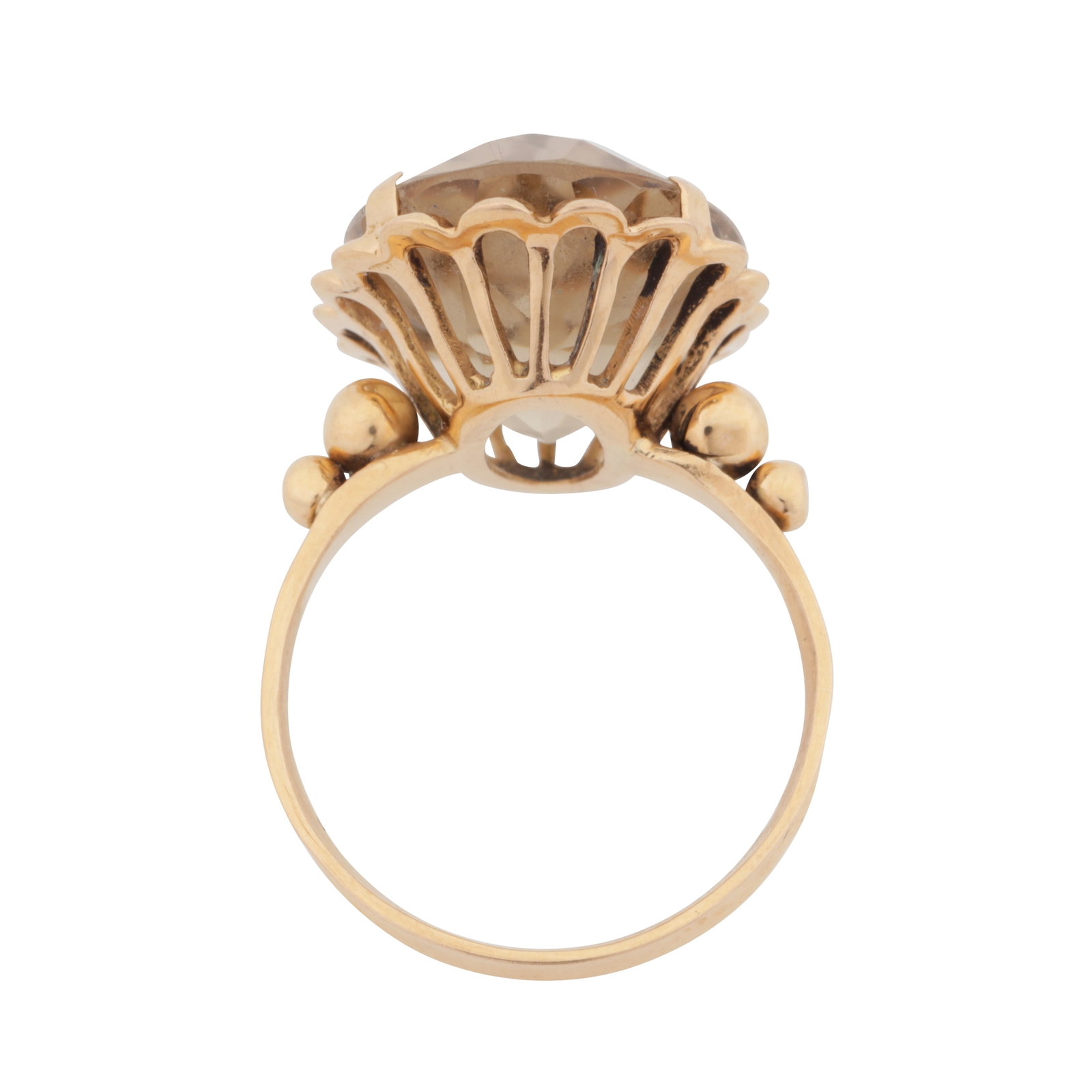 A smoky quartz single-stone ring Yellow metal - 3