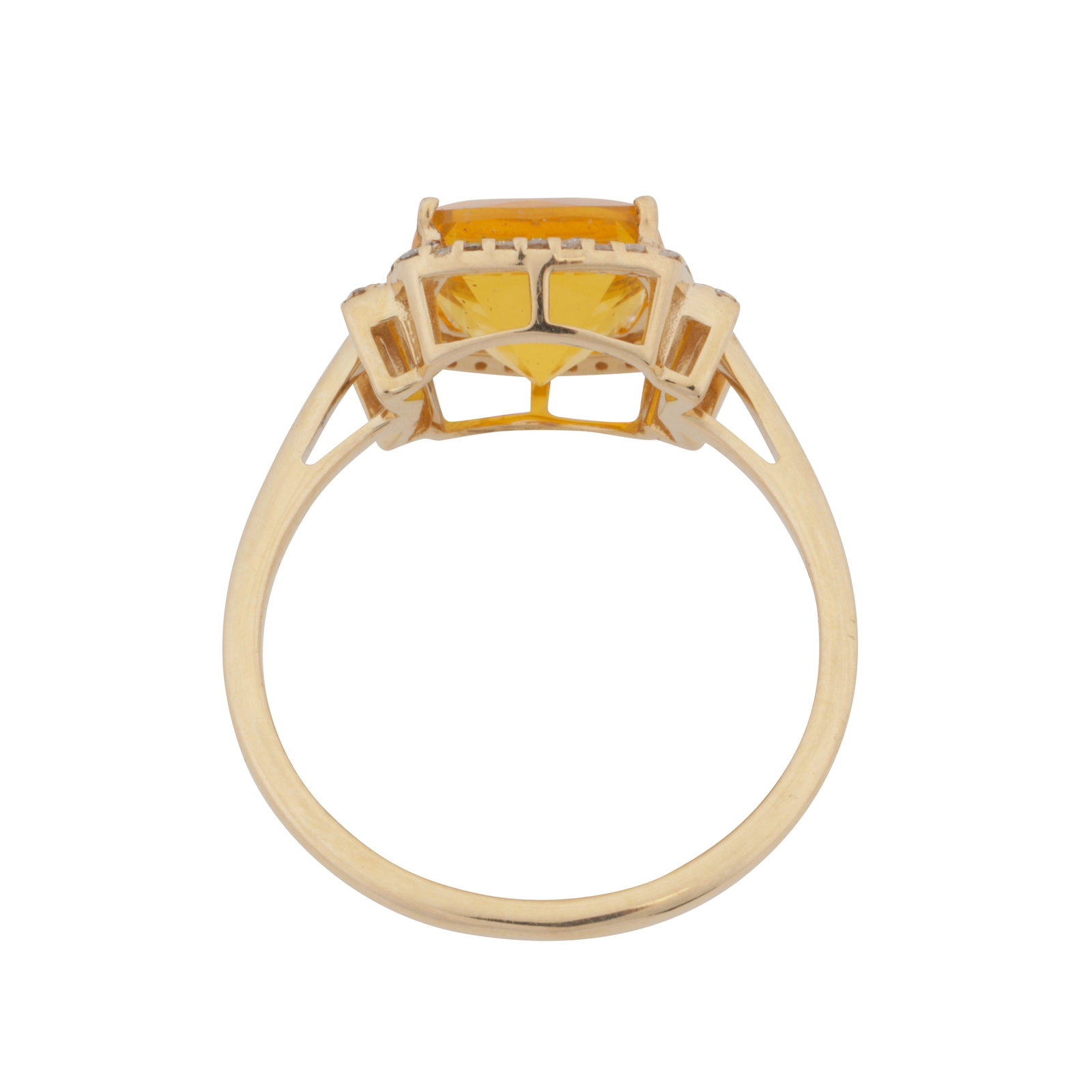 A fire opal and diamond ring Yellow metal - 3