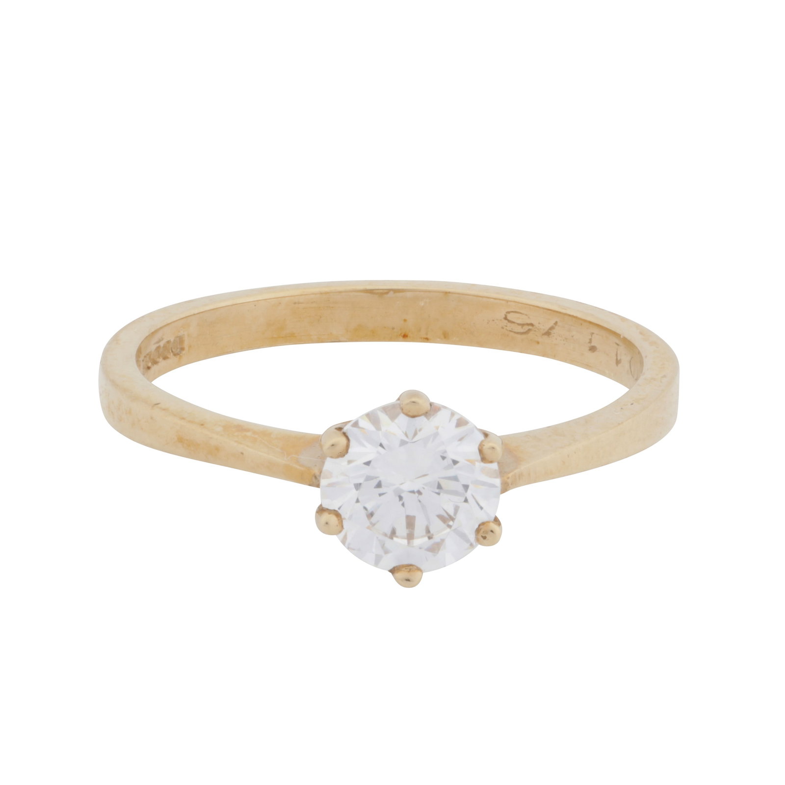 A single-stone diamond simulant ring, circa 2008 9 carat yellow gold (1 of 3)