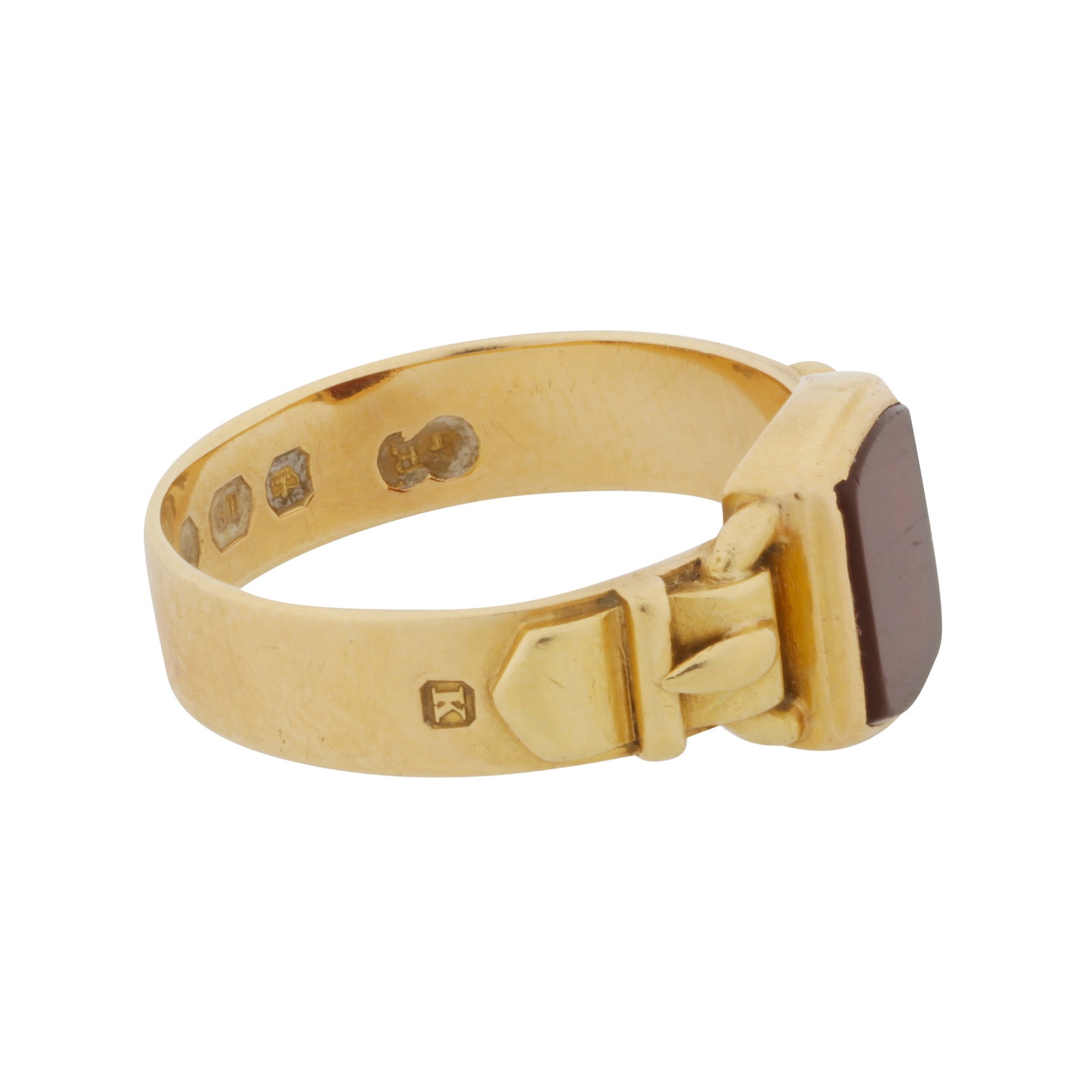 A carnelian single stone ring 18ct yellow gold - 2