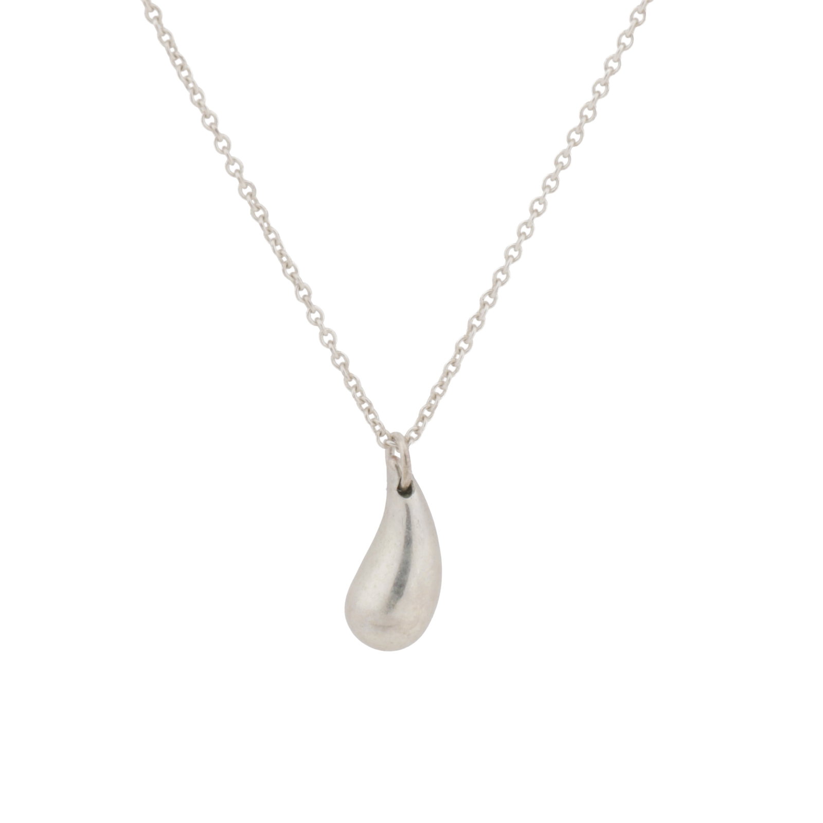 Elsa Peretti for Tiffany & Co. Ι A tear drop pendant necklace: Elsa Peretti for Tiffany & Co. Ι A tear drop pendant necklace The fine cable chain, suspending the drop pendant, signed, stamped 925, length 41.5cm, maker's box and pouch