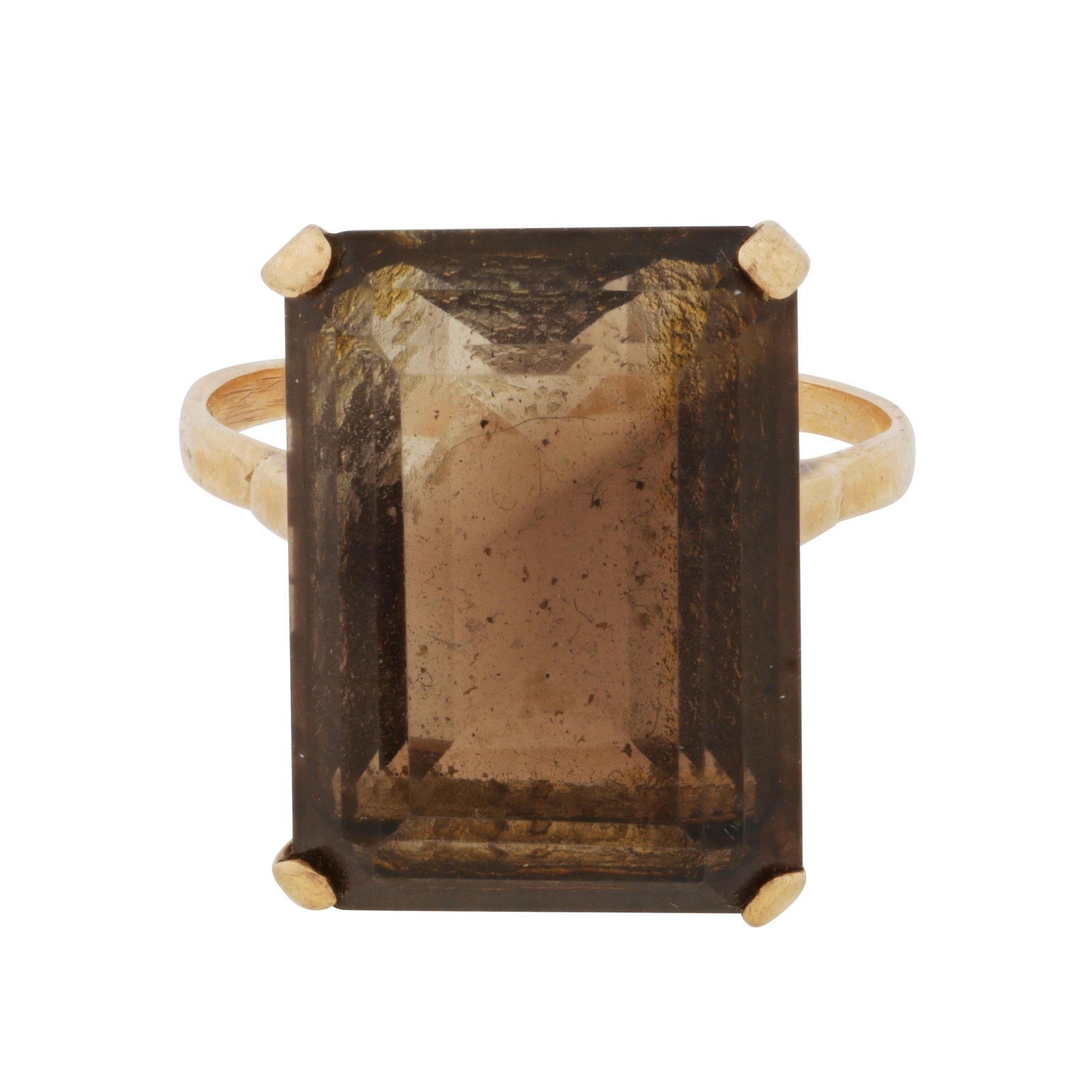 A smoky quartz single stone ring Yellow metal (1 of 3)