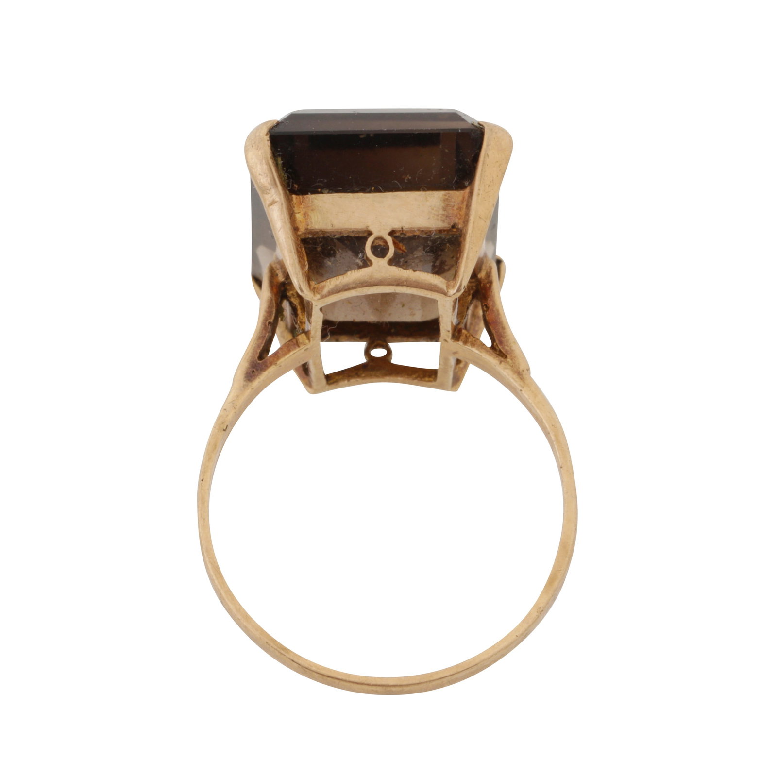 A smoky quartz single stone ring Yellow metal - 3