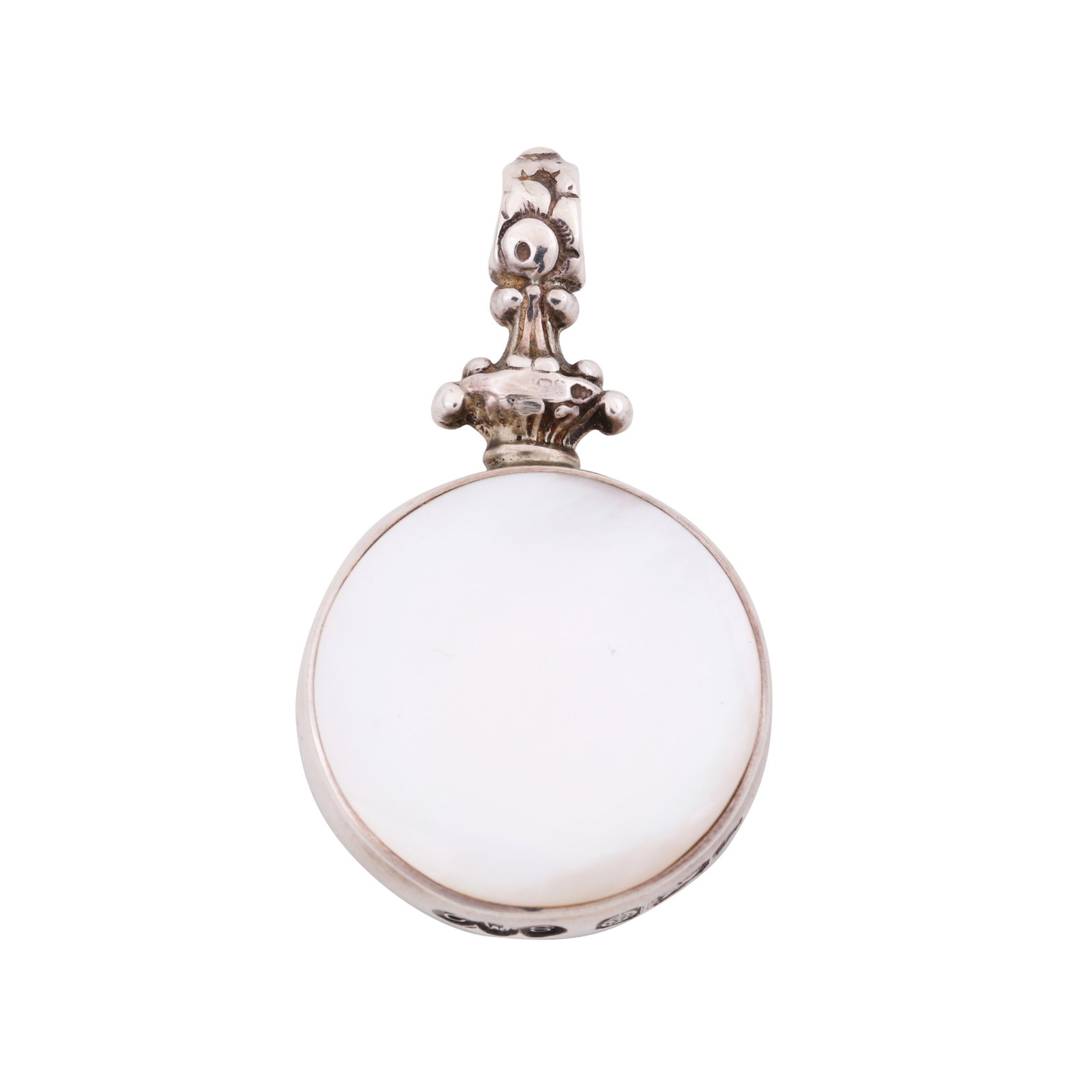 A mother of pearl and malachite pendant White metal - 2
