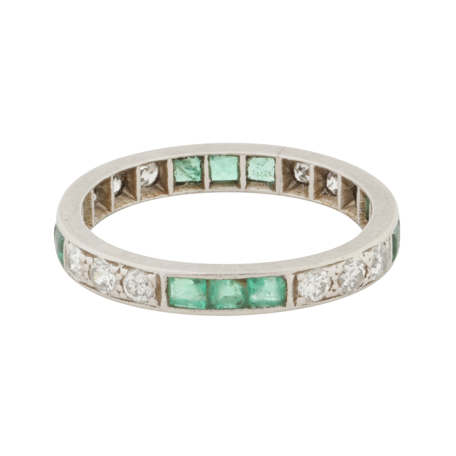 An emerald and diamond full eternity ring White metal - 2