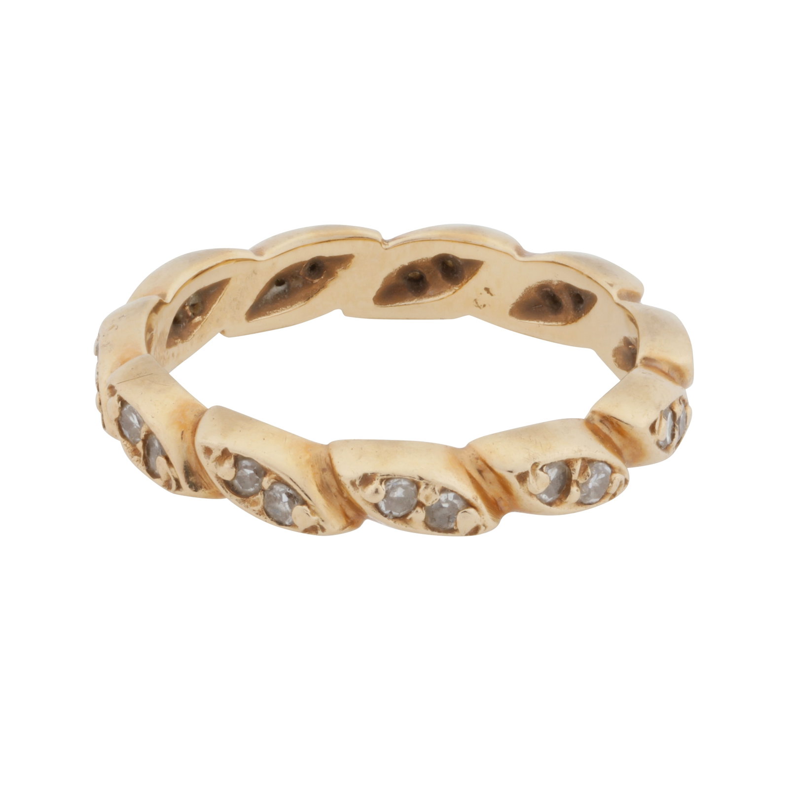 A diamond ring Yellow metal: A diamond ring Yellow metal Of lozenge design, set with single-cut diamonds, unmarked, size K The item has been XRF tested and found to be 13.5ct gold.