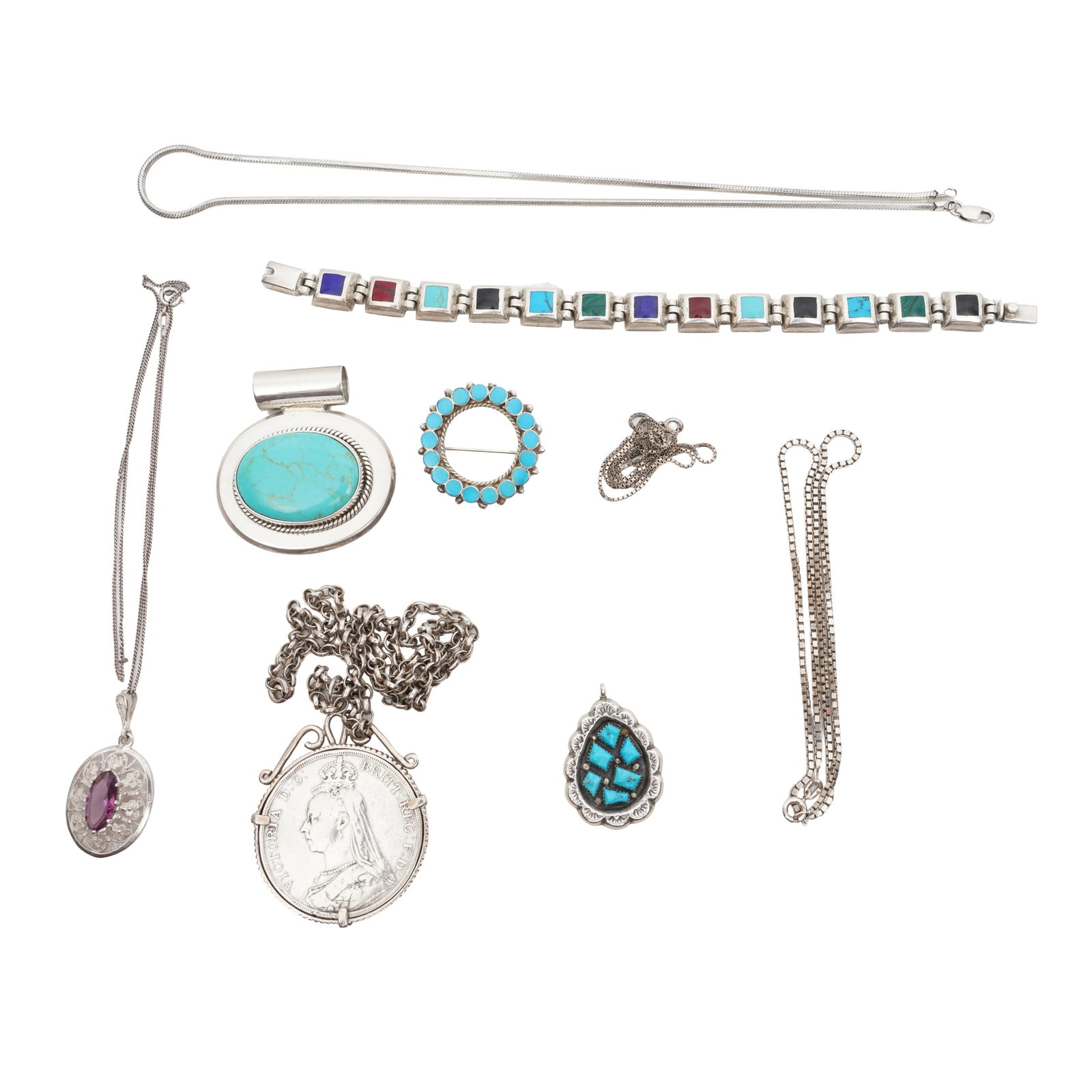 A group of silver jewellery White metal (1 of 1)
