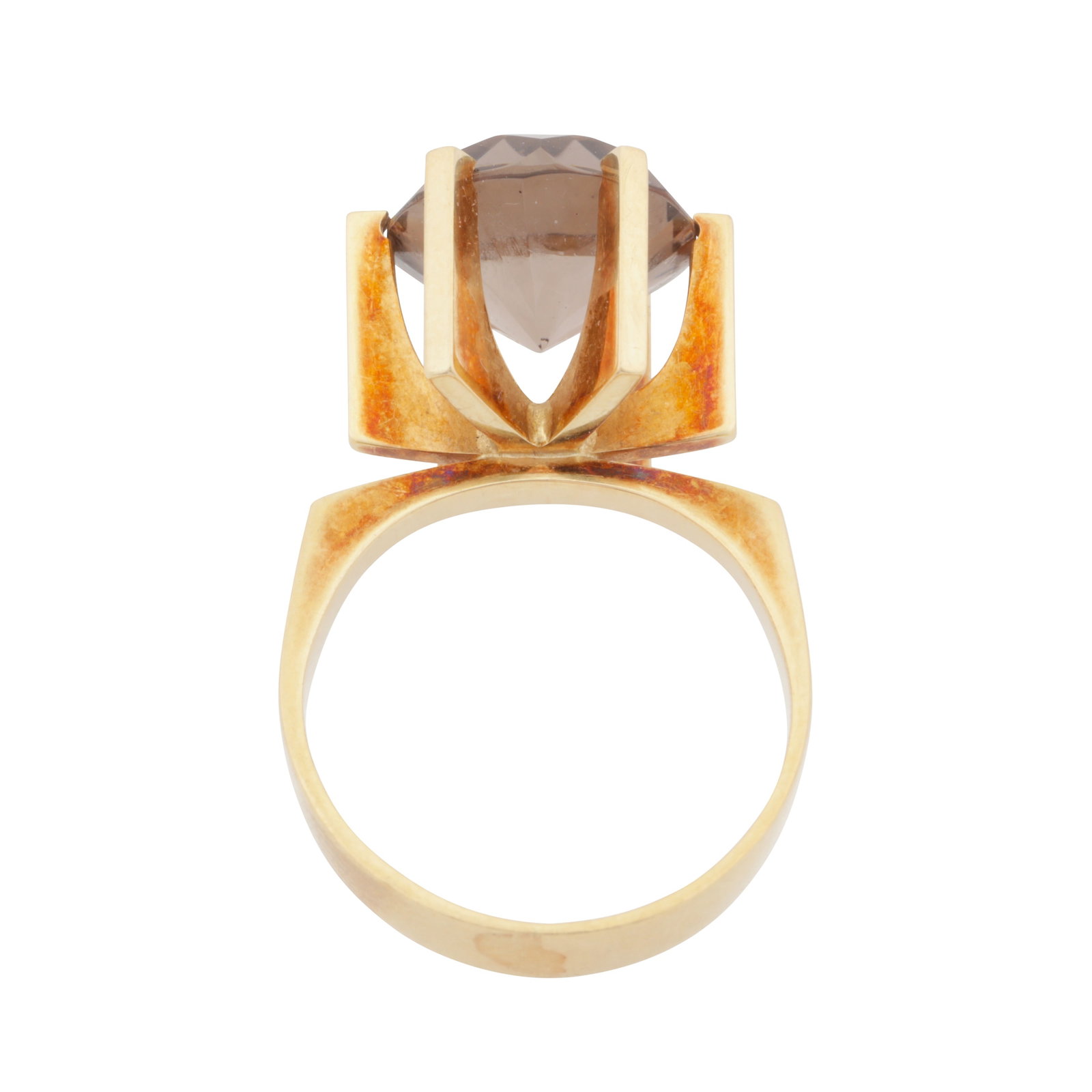 A smoky quartz single-stone ring Yellow metal - 3