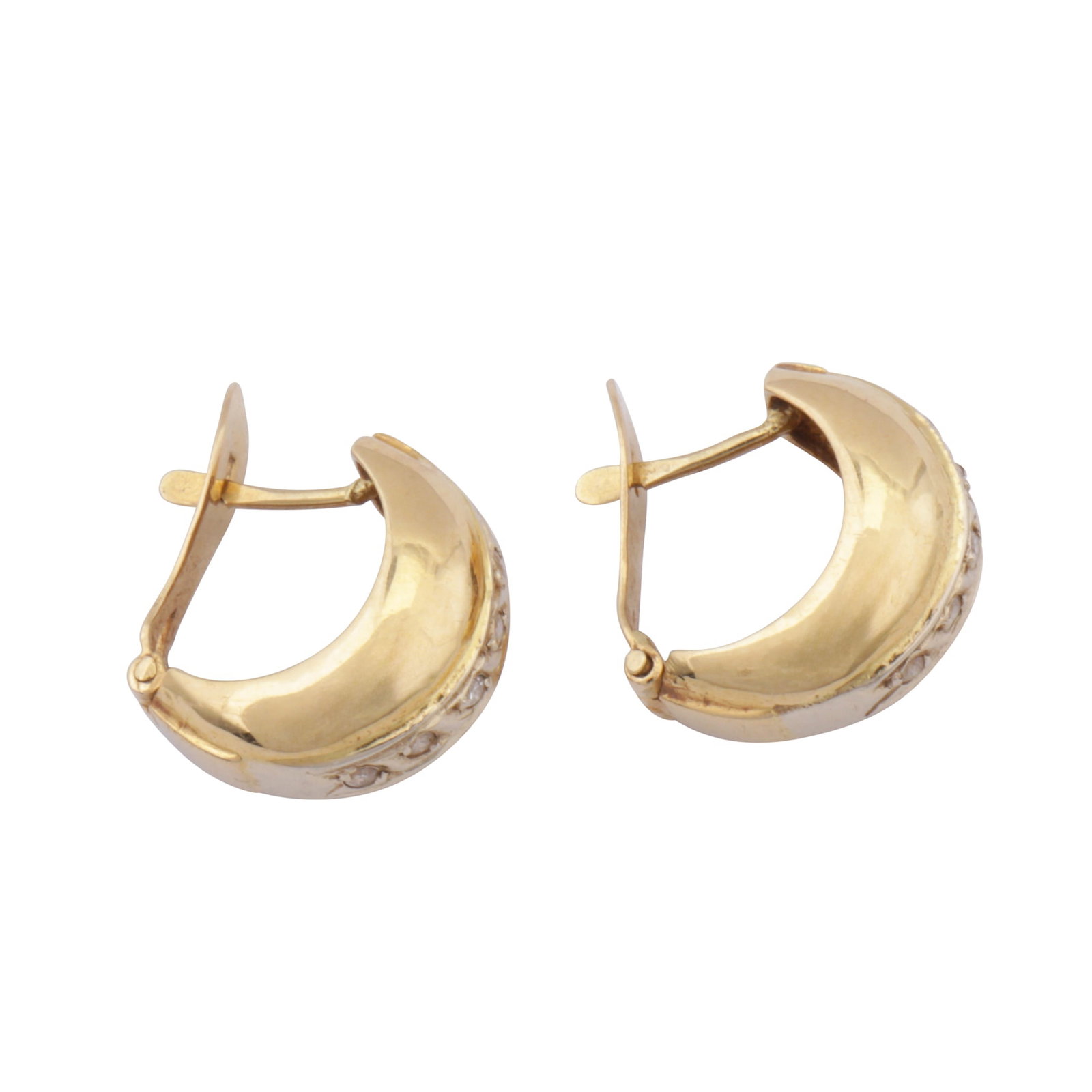 A pair of paste hoop earrings Yellow metal - 2