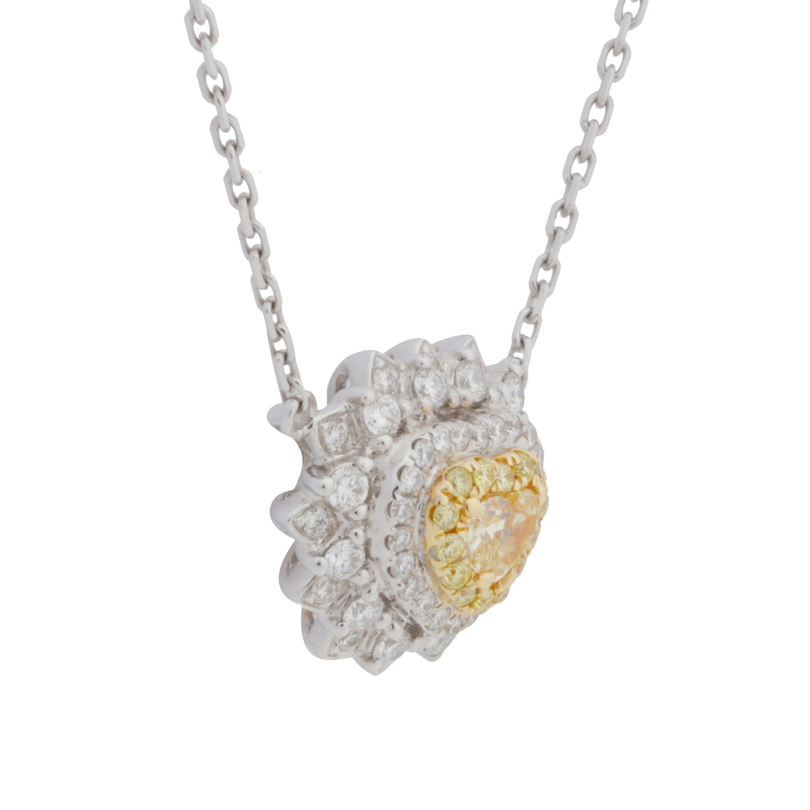 A yellow and white diamond pendant necklace White metal - 2