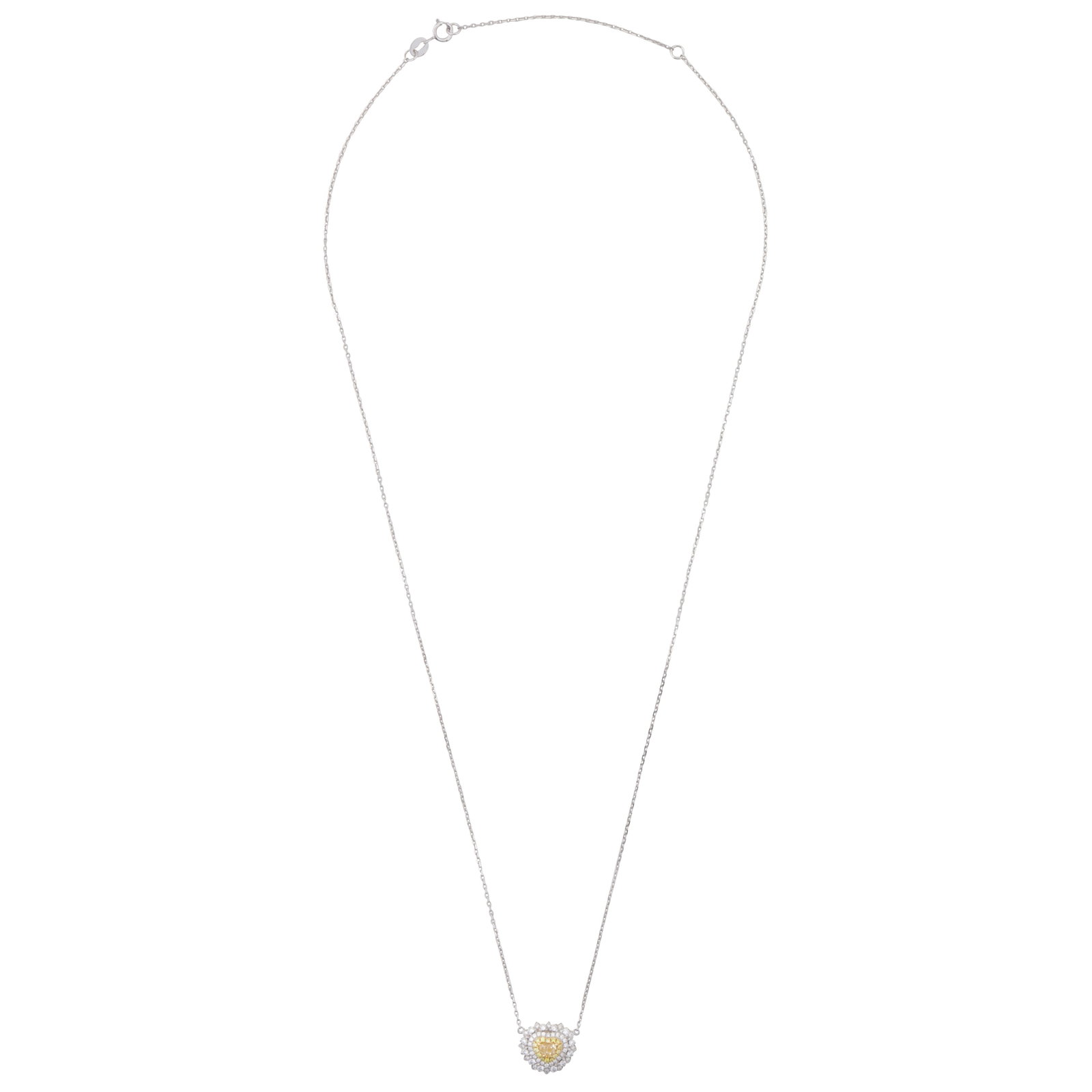 A yellow and white diamond pendant necklace White metal - 4
