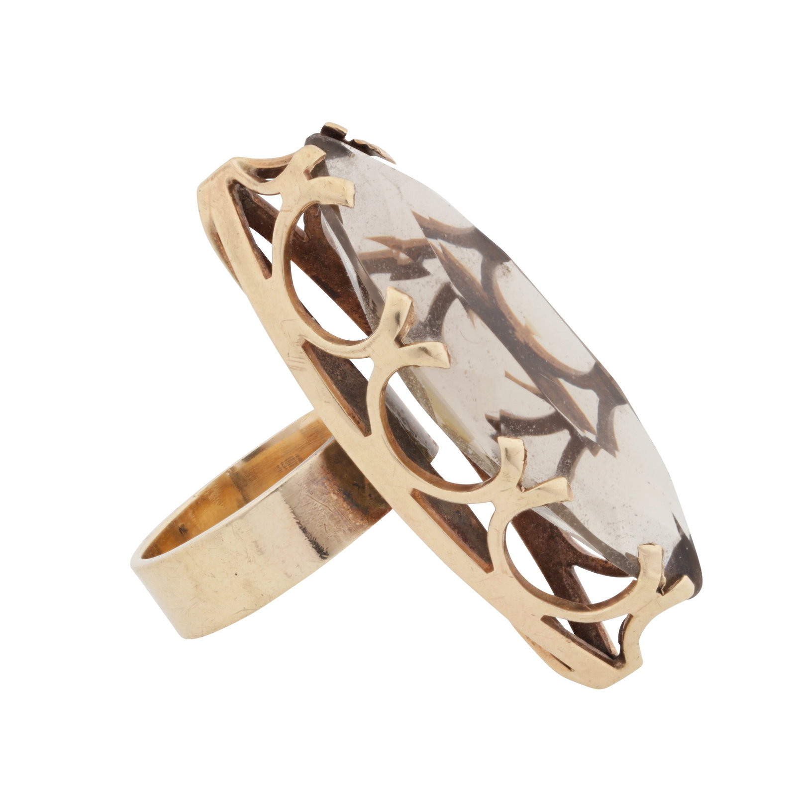 A smoky quartz ring 9ct yellow gold - 2